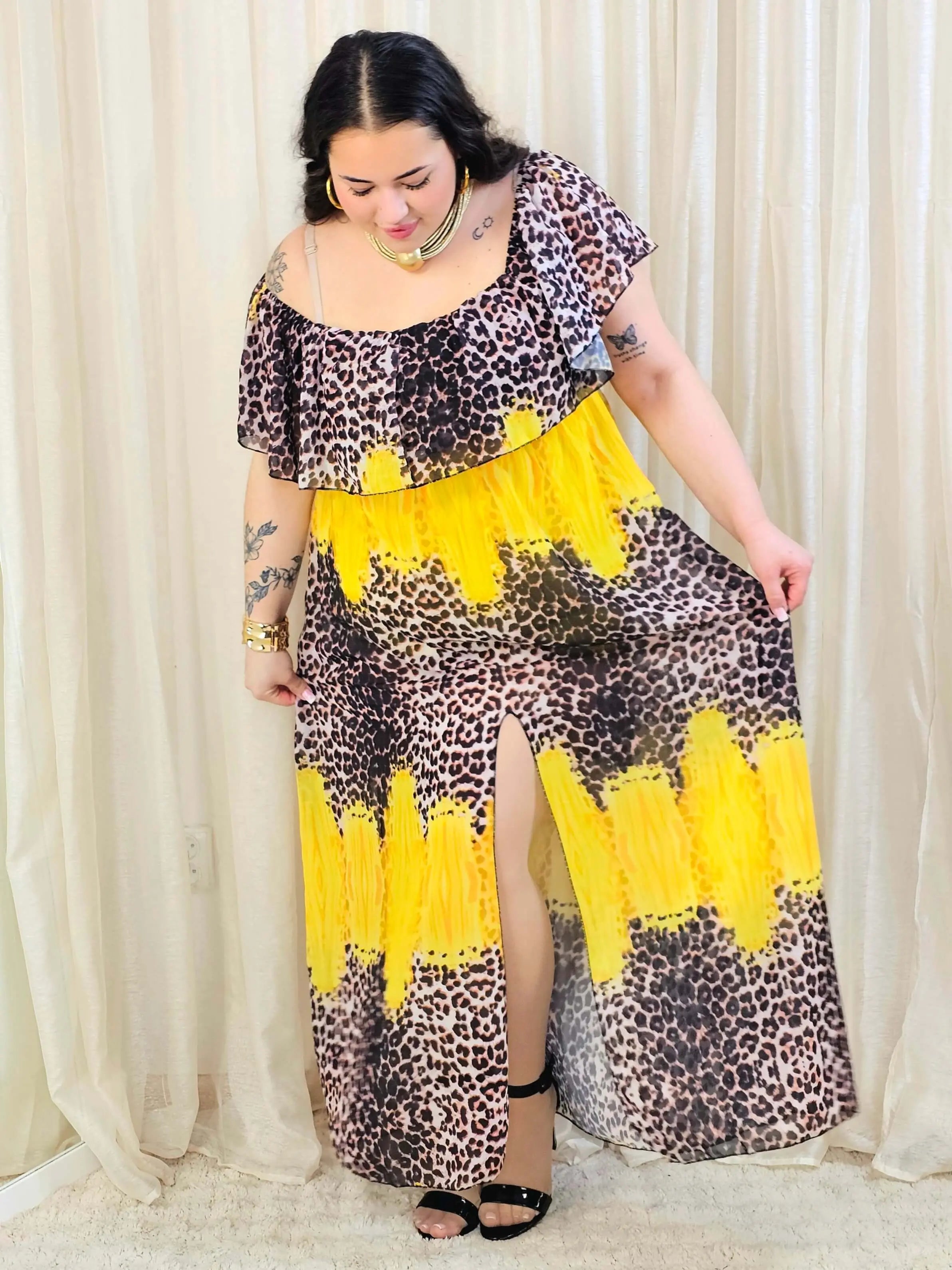 Sukienka maxi w stylu boho z wzorem zwierzęcym - w kilku kolorach Stylowa XL