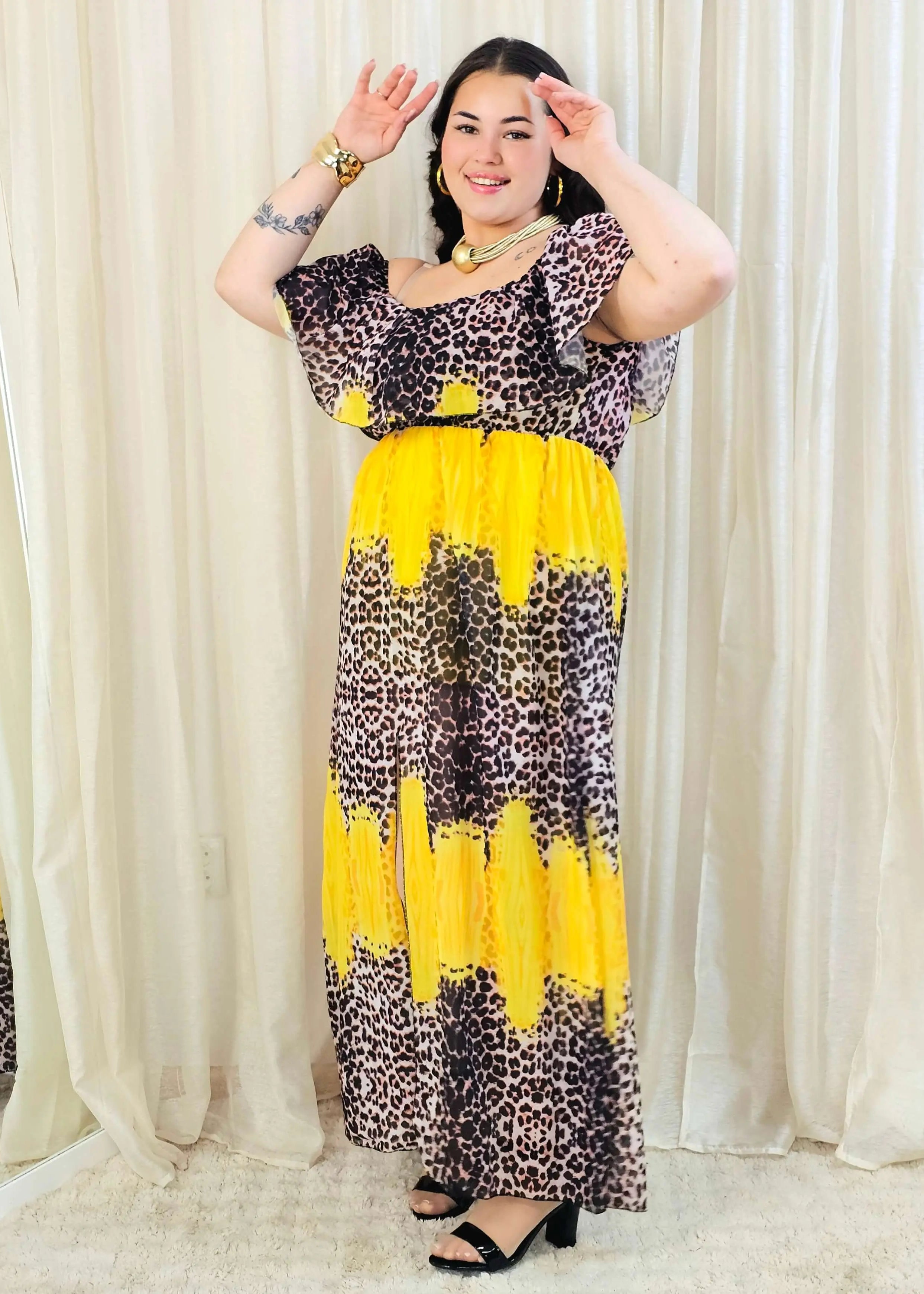 Sukienka maxi w stylu boho z wzorem zwierzęcym - w kilku kolorach Stylowa XL