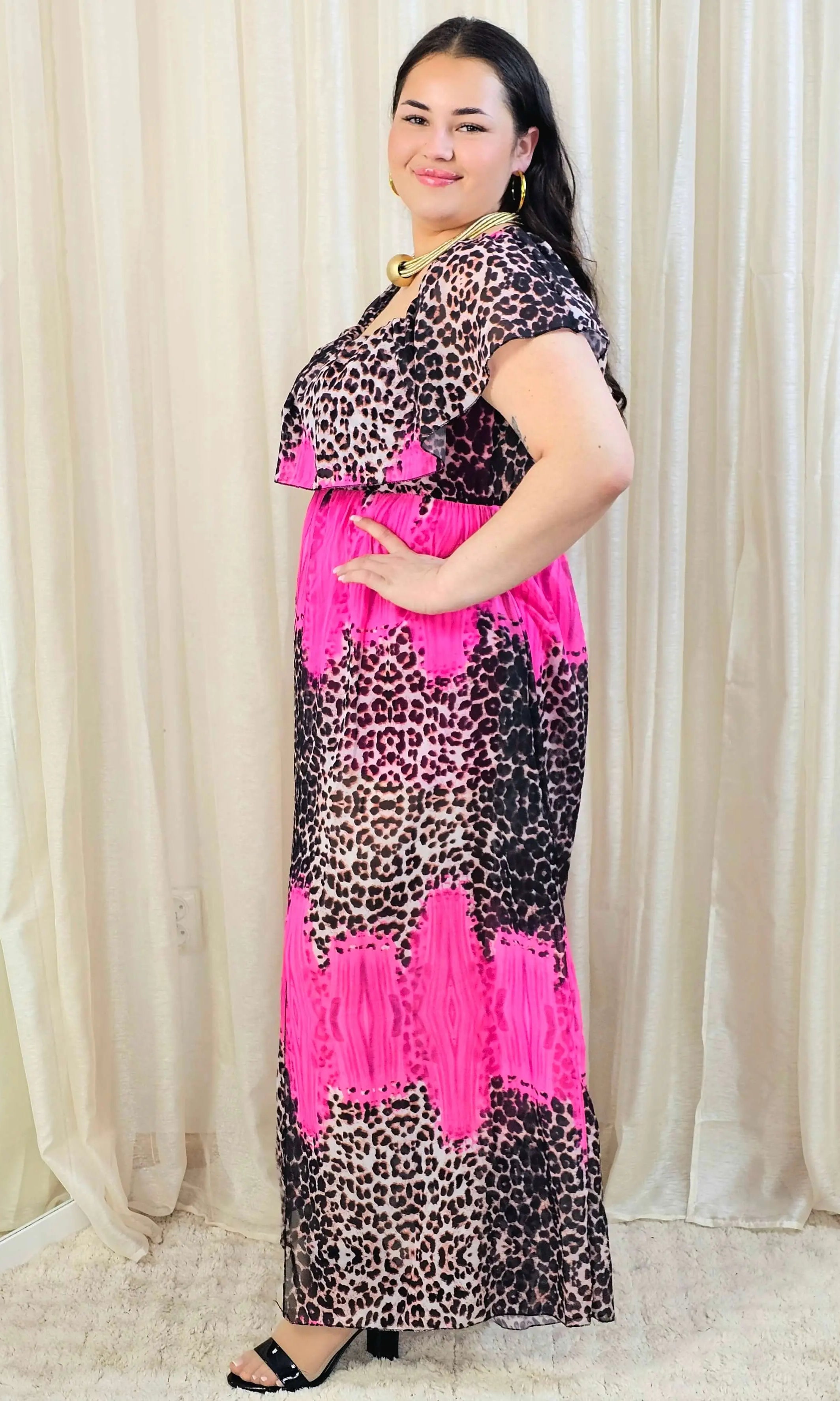 Sukienka maxi w stylu boho z wzorem zwierzęcym - w kilku kolorach Stylowa XL