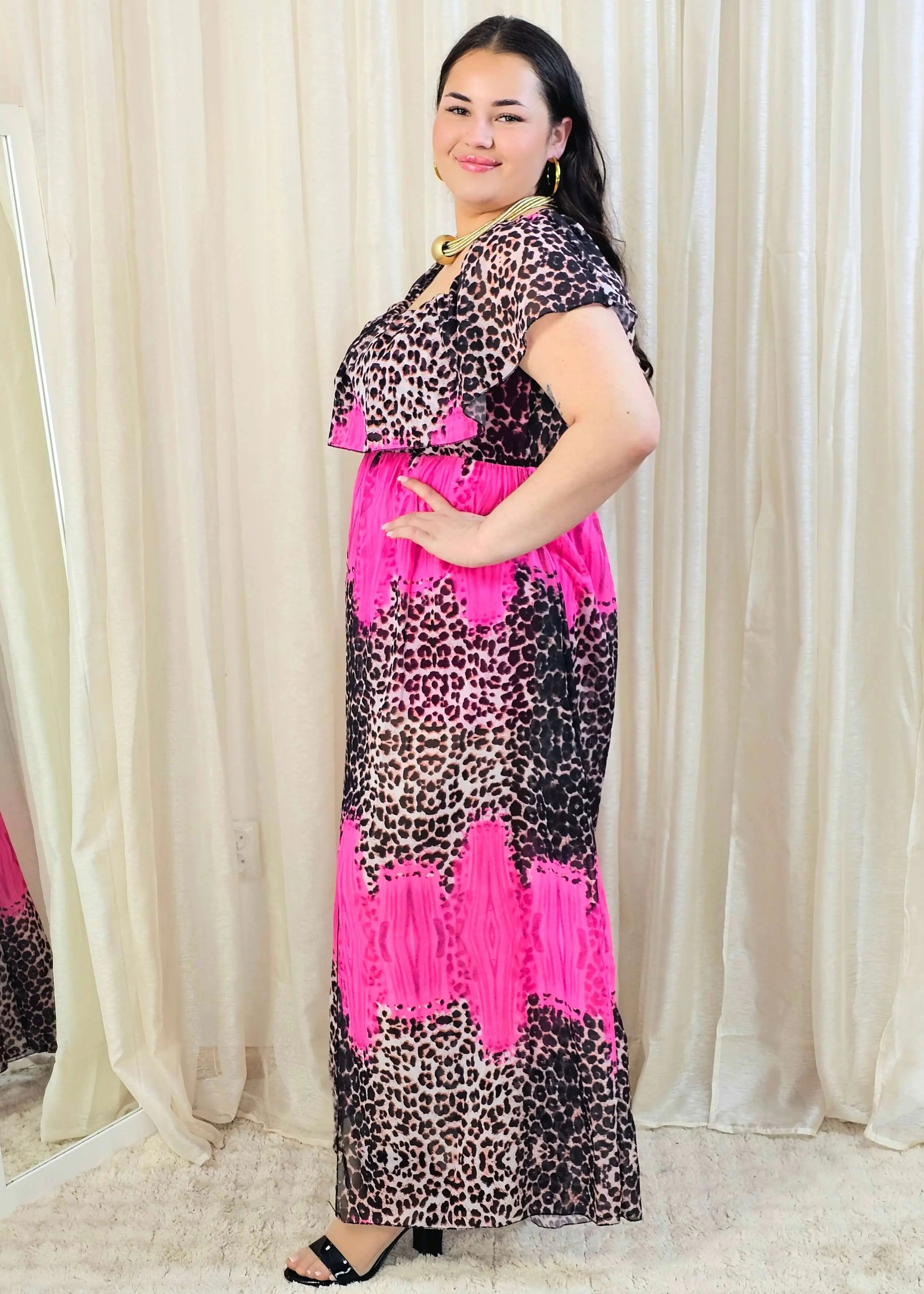 Sukienka maxi w stylu boho z wzorem zwierzęcym - w kilku kolorach Stylowa XL