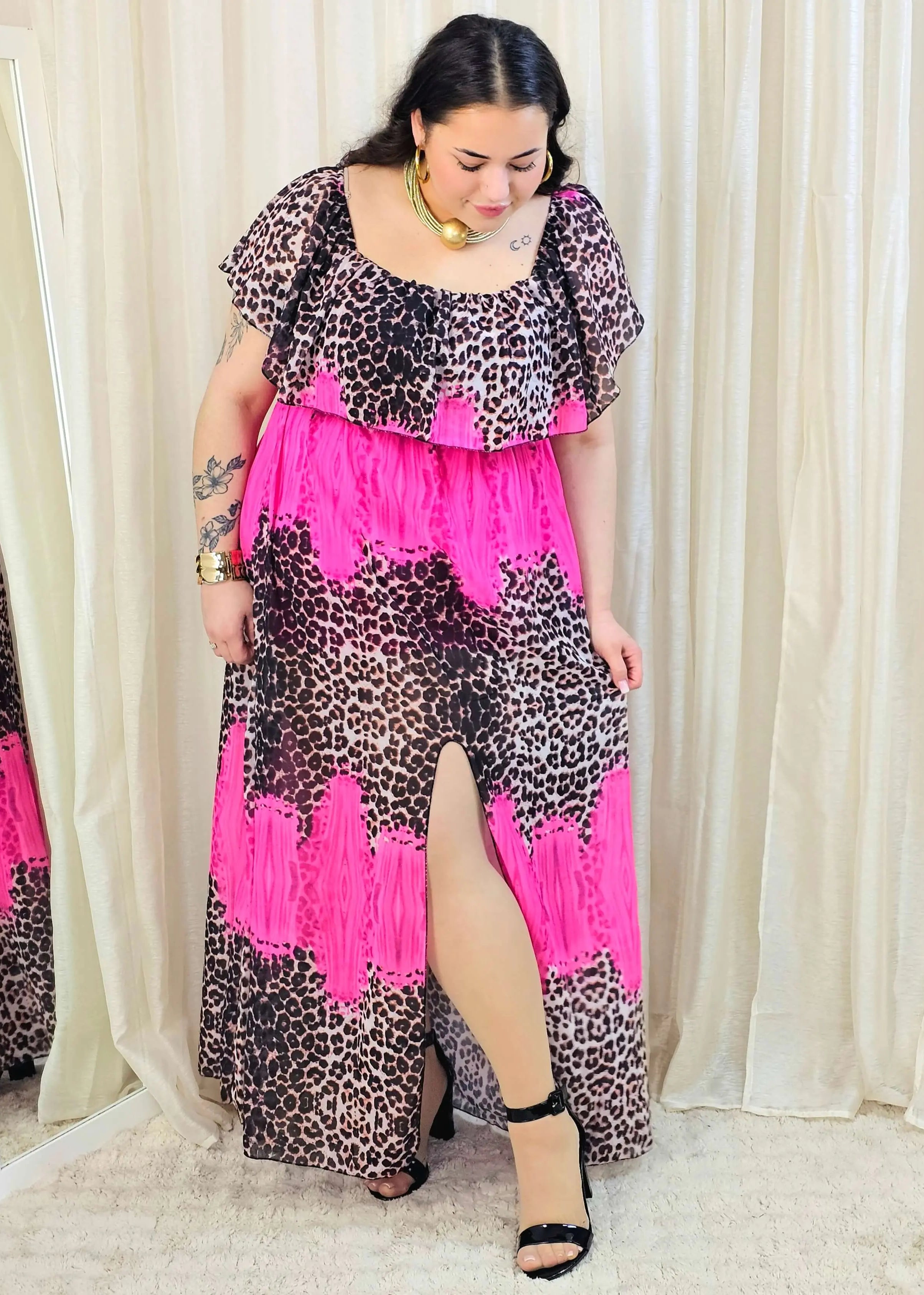 Sukienka maxi w stylu boho z wzorem zwierzęcym - w kilku kolorach Stylowa XL