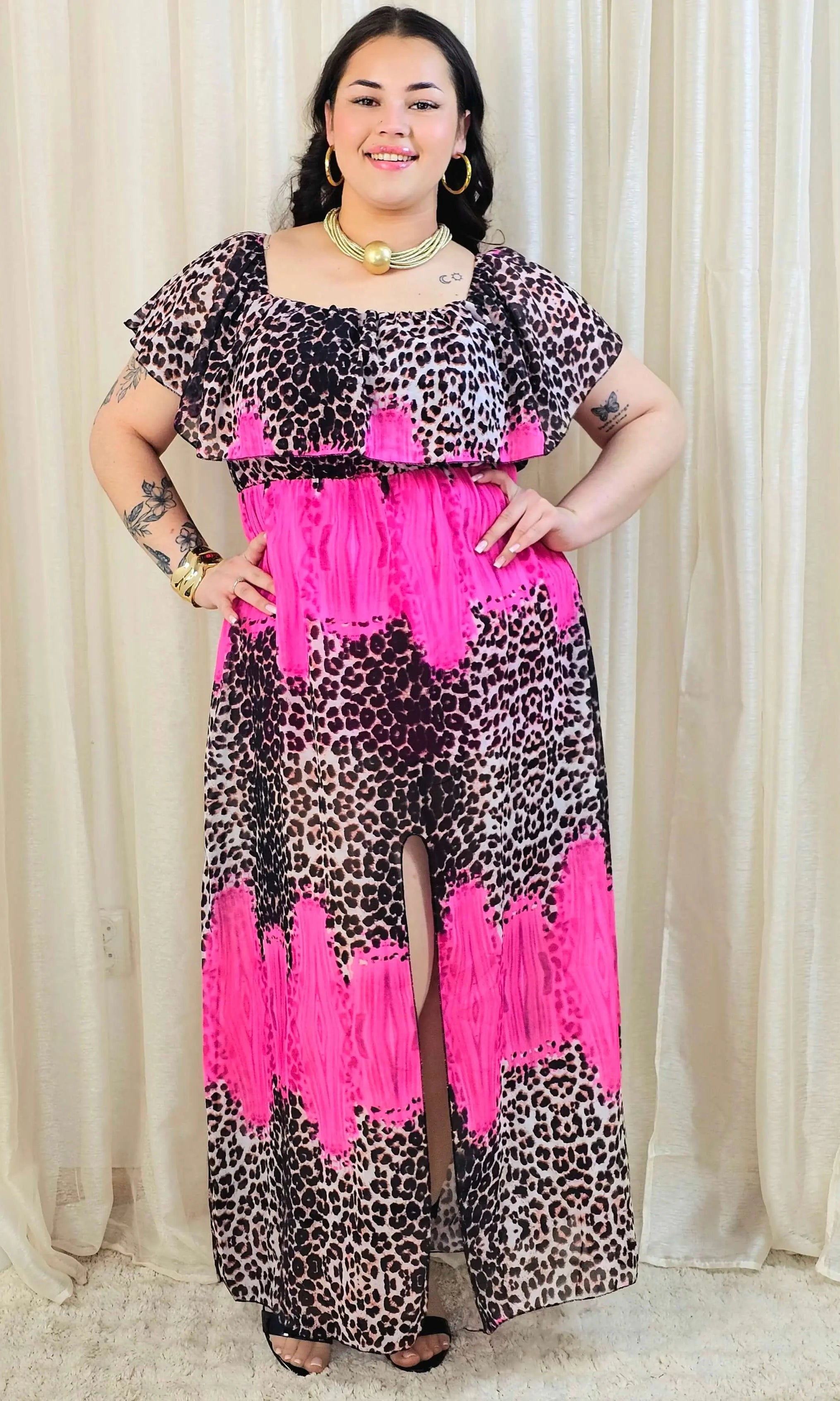 Sukienka maxi w stylu boho z wzorem zwierzęcym - w kilku kolorach Stylowa XL