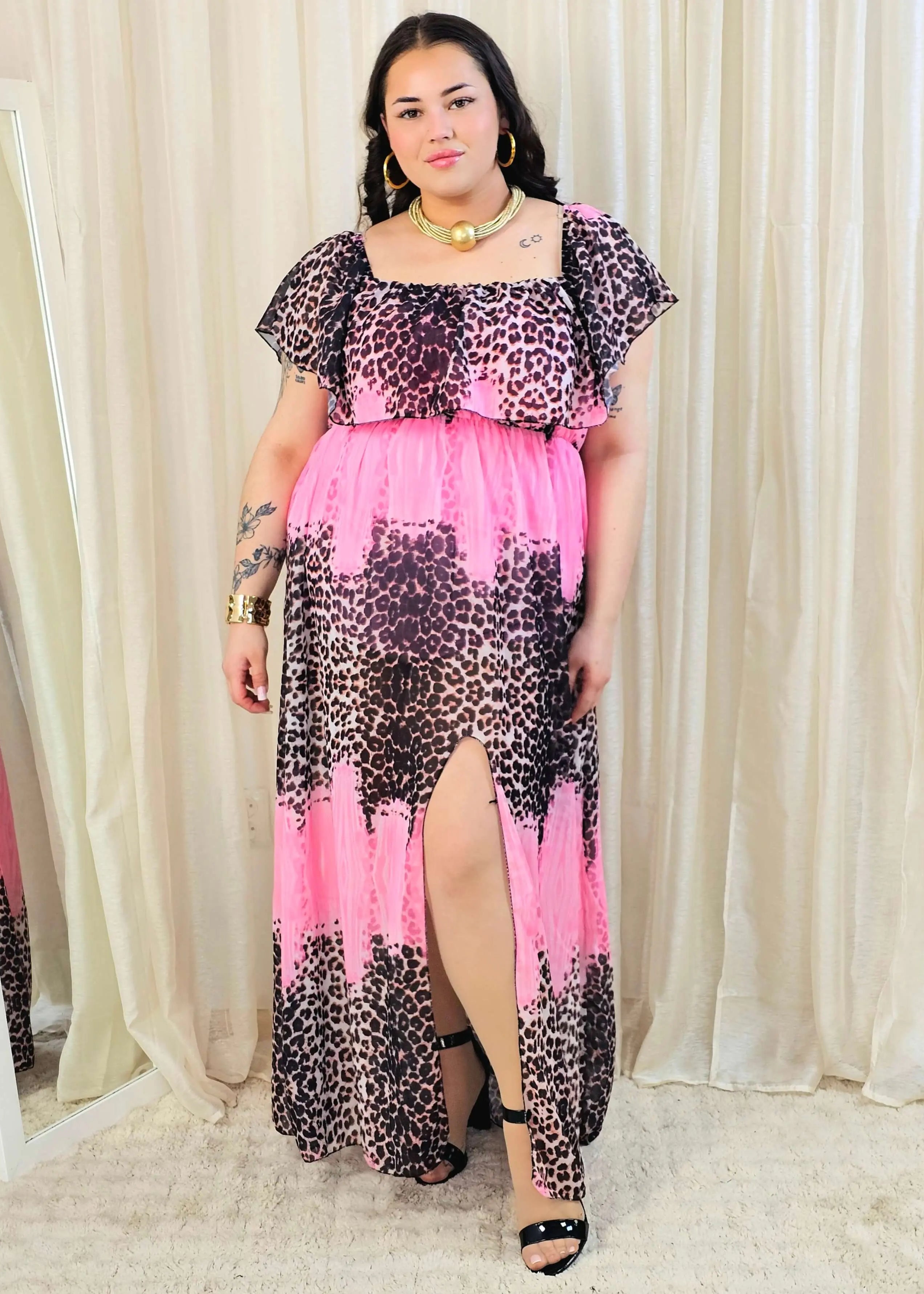 Sukienka maxi w stylu boho z wzorem zwierzęcym - w kilku kolorach Stylowa XL