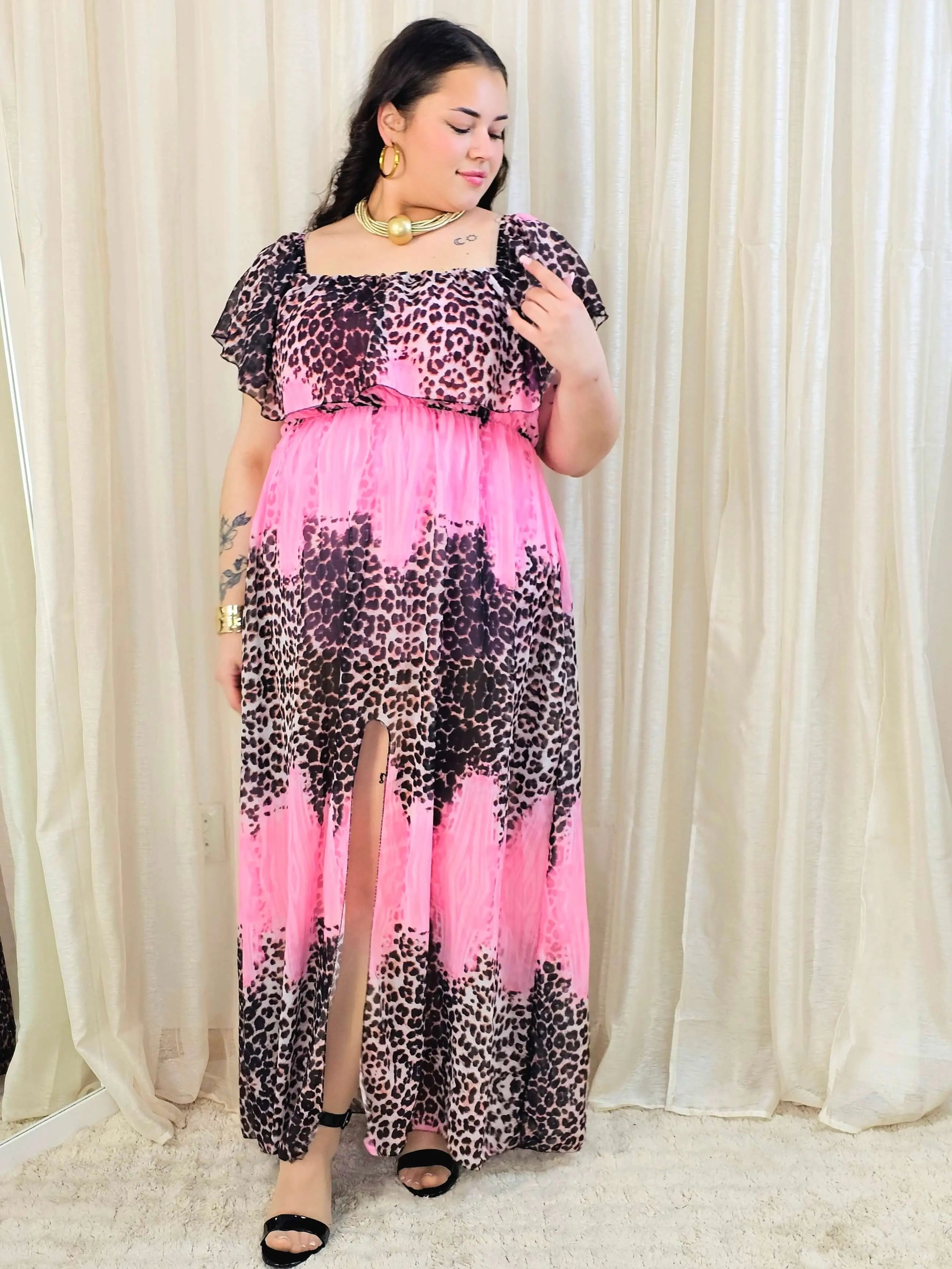 Sukienka maxi w stylu boho z wzorem zwierzęcym - w kilku kolorach Stylowa XL