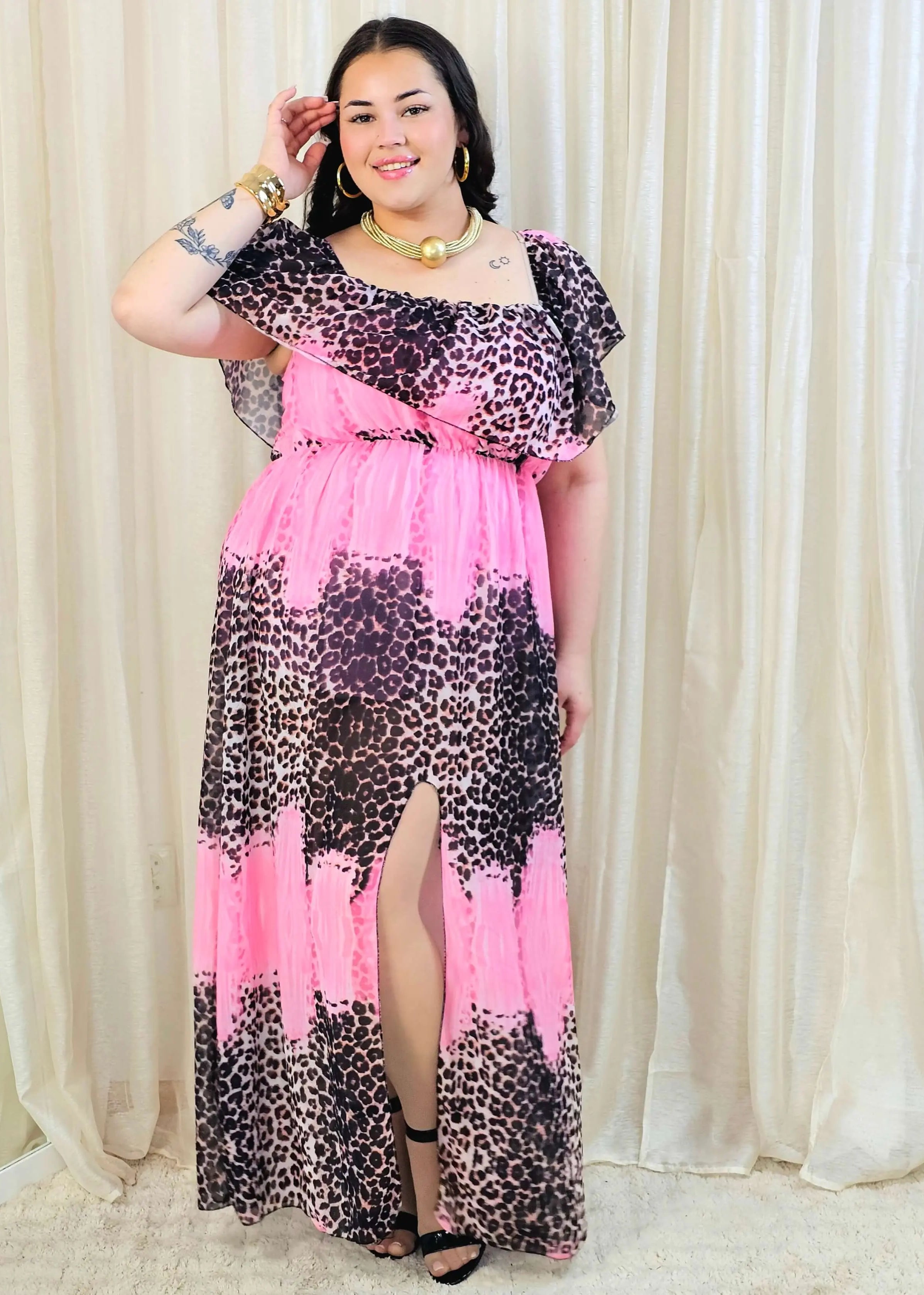 Sukienka maxi w stylu boho z wzorem zwierzęcym - w kilku kolorach Stylowa XL