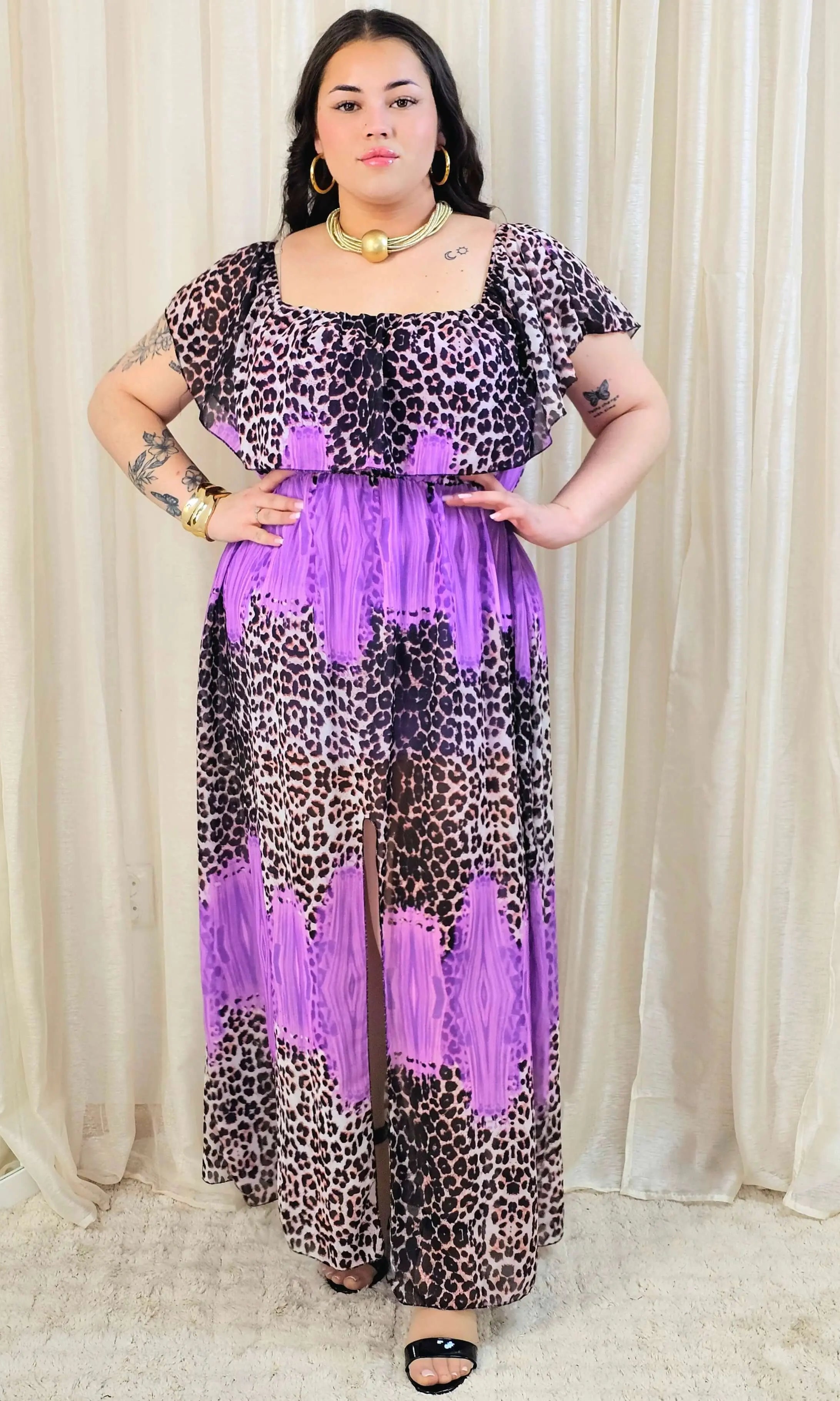 Sukienka maxi w stylu boho z wzorem zwierzęcym - w kilku kolorach Stylowa XL