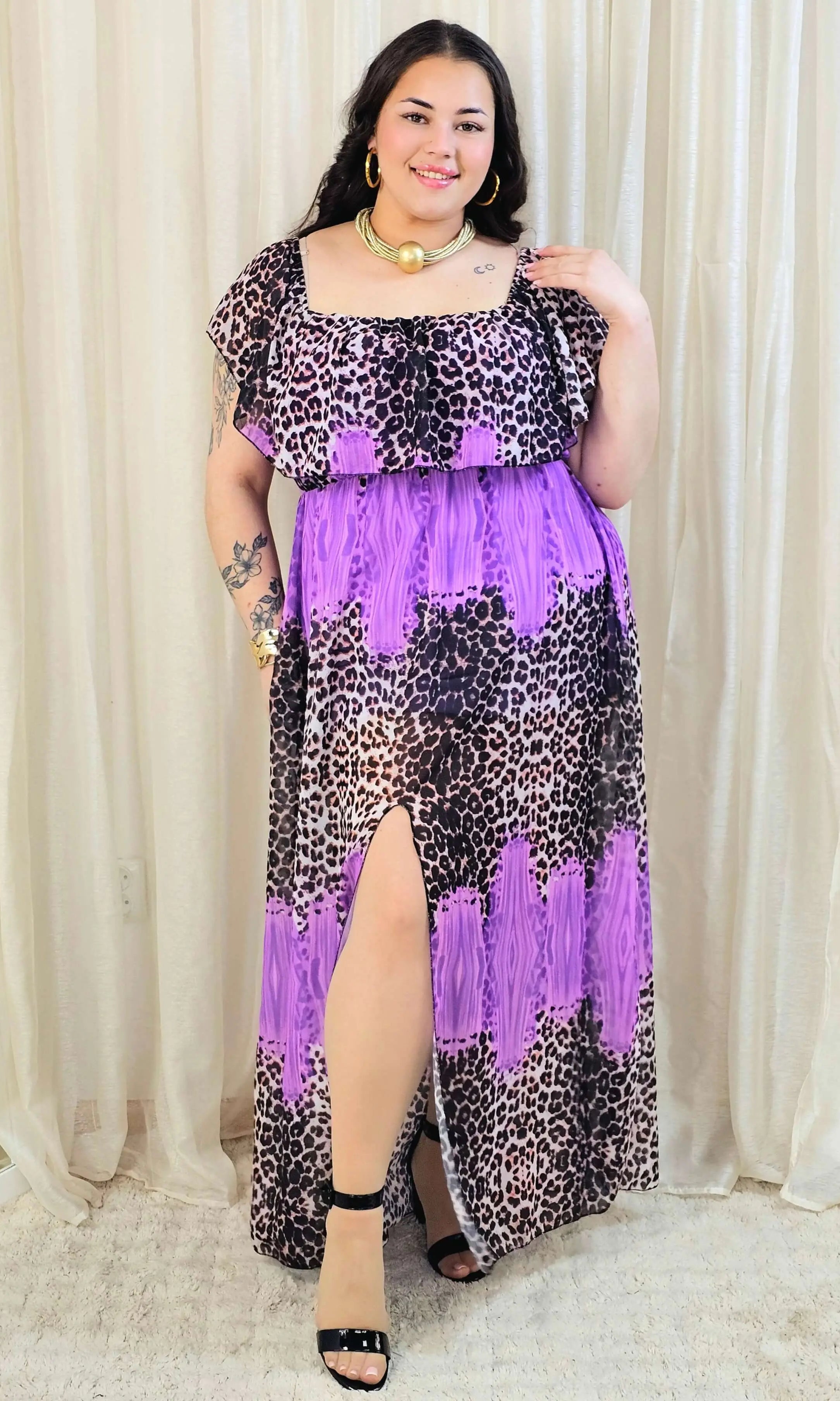 Sukienka maxi w stylu boho z wzorem zwierzęcym - w kilku kolorach Stylowa XL