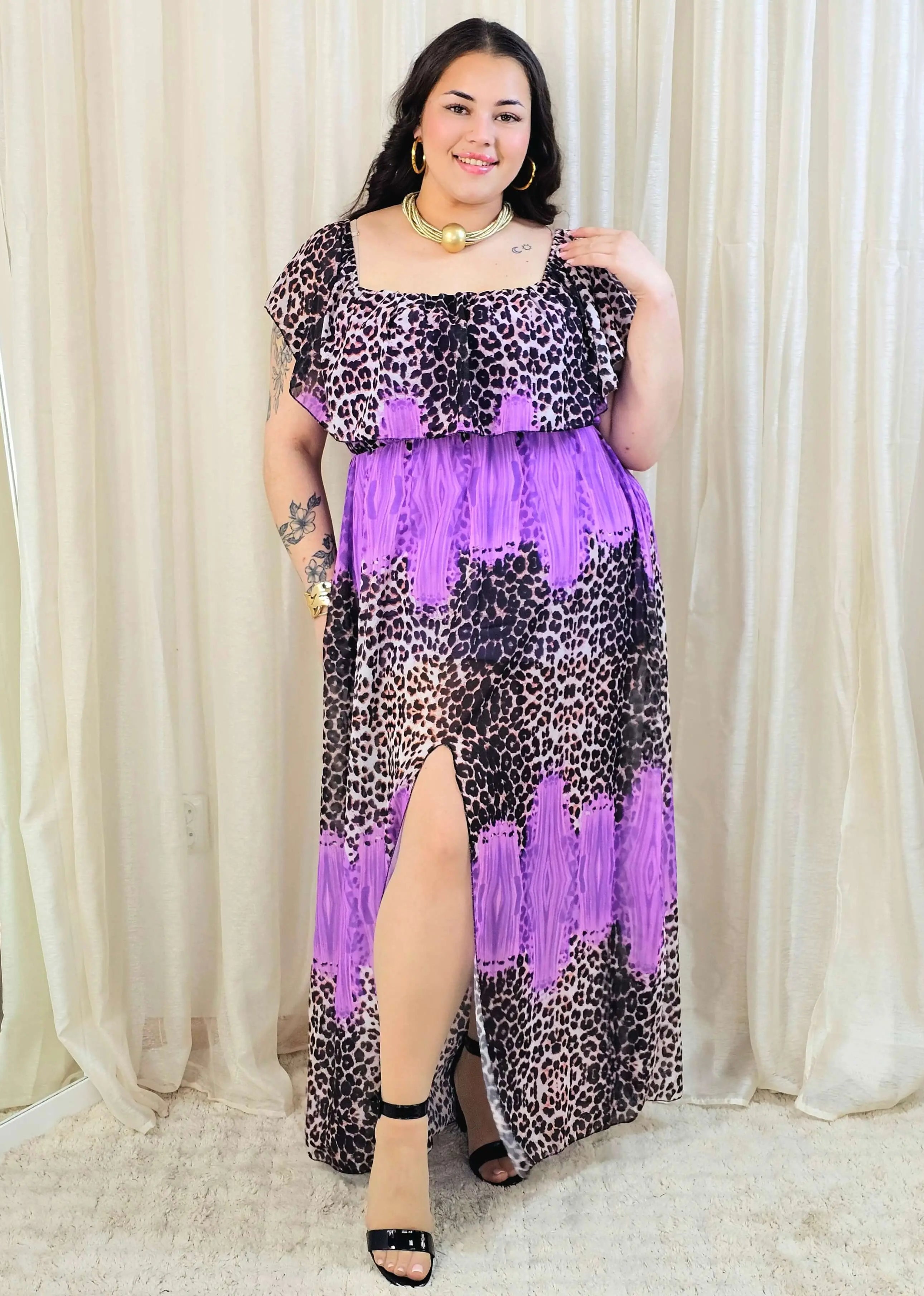 Sukienka maxi w stylu boho z wzorem zwierzęcym - w kilku kolorach Stylowa XL