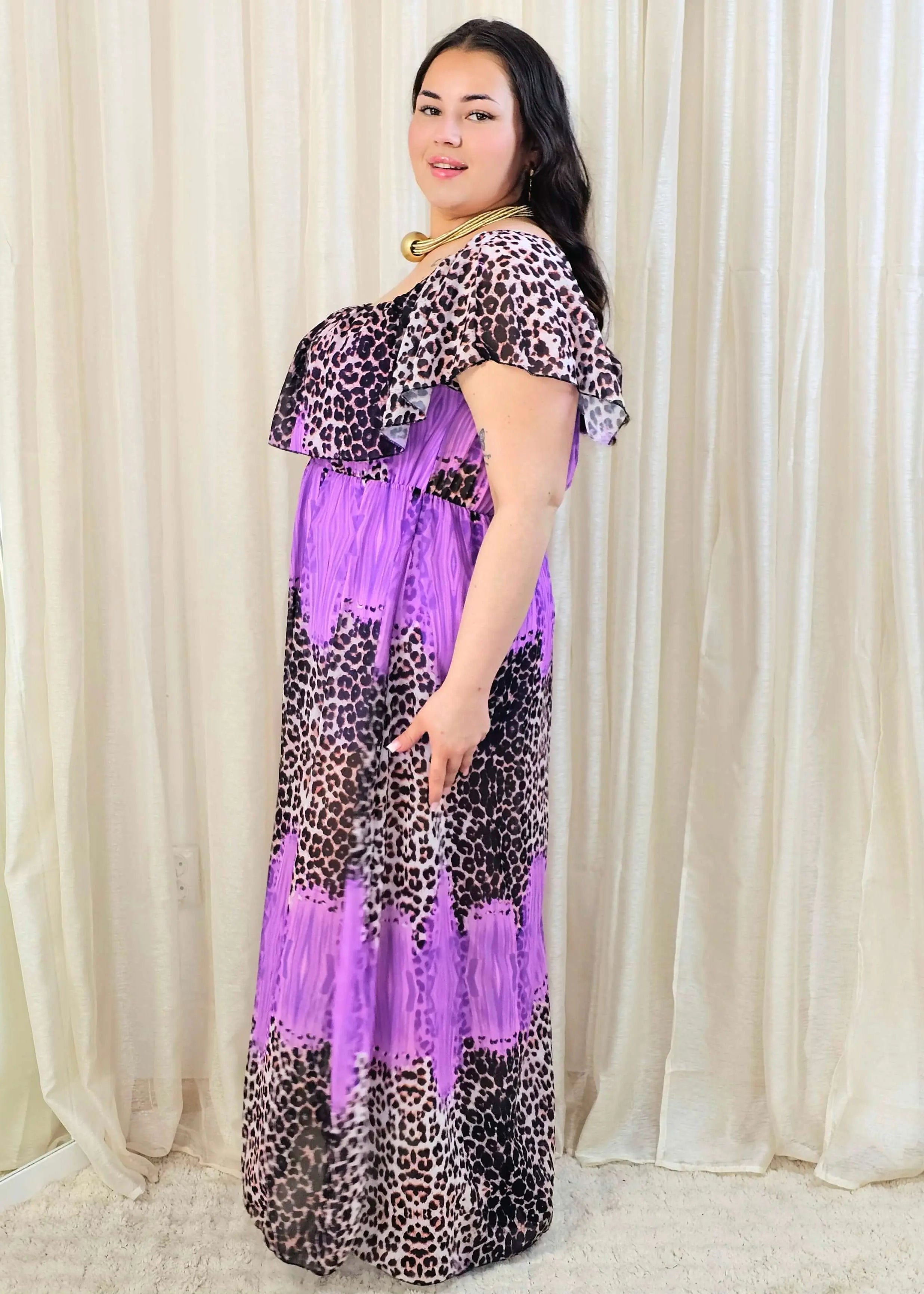 Sukienka maxi w stylu boho z wzorem zwierzęcym - w kilku kolorach Stylowa XL