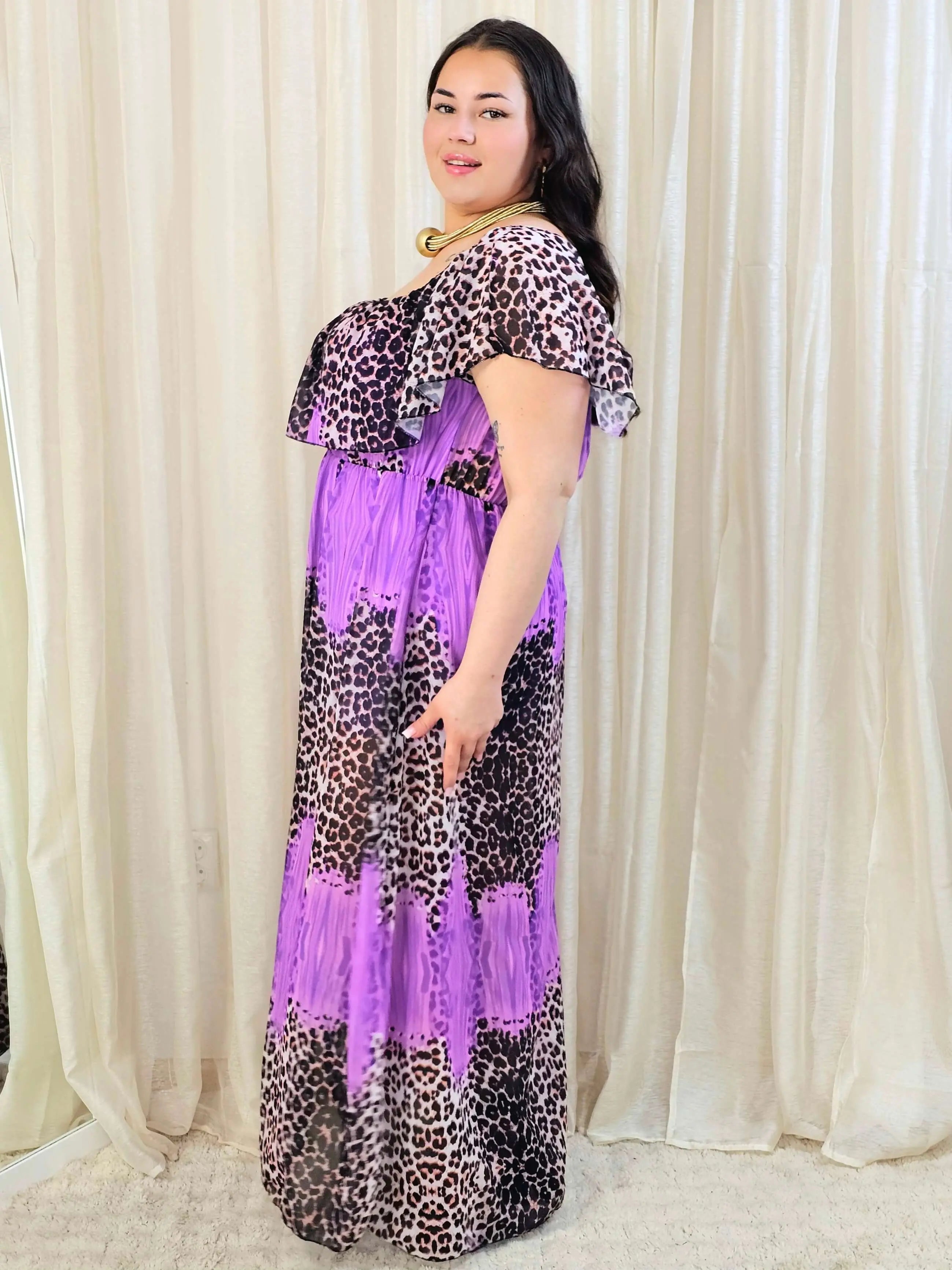 Sukienka maxi w stylu boho z wzorem zwierzęcym - w kilku kolorach Stylowa XL