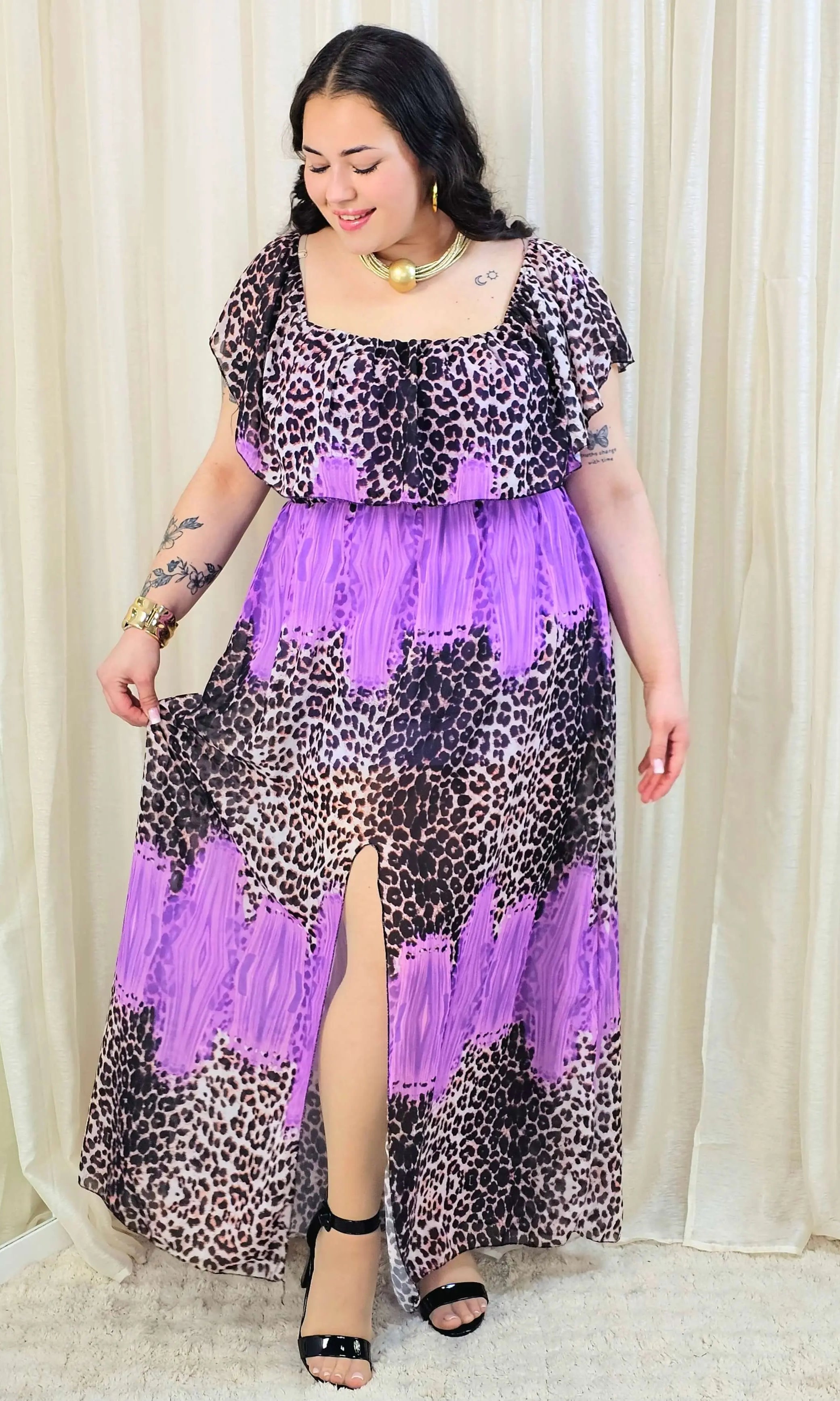 Sukienka maxi w stylu boho z wzorem zwierzęcym - w kilku kolorach Stylowa XL
