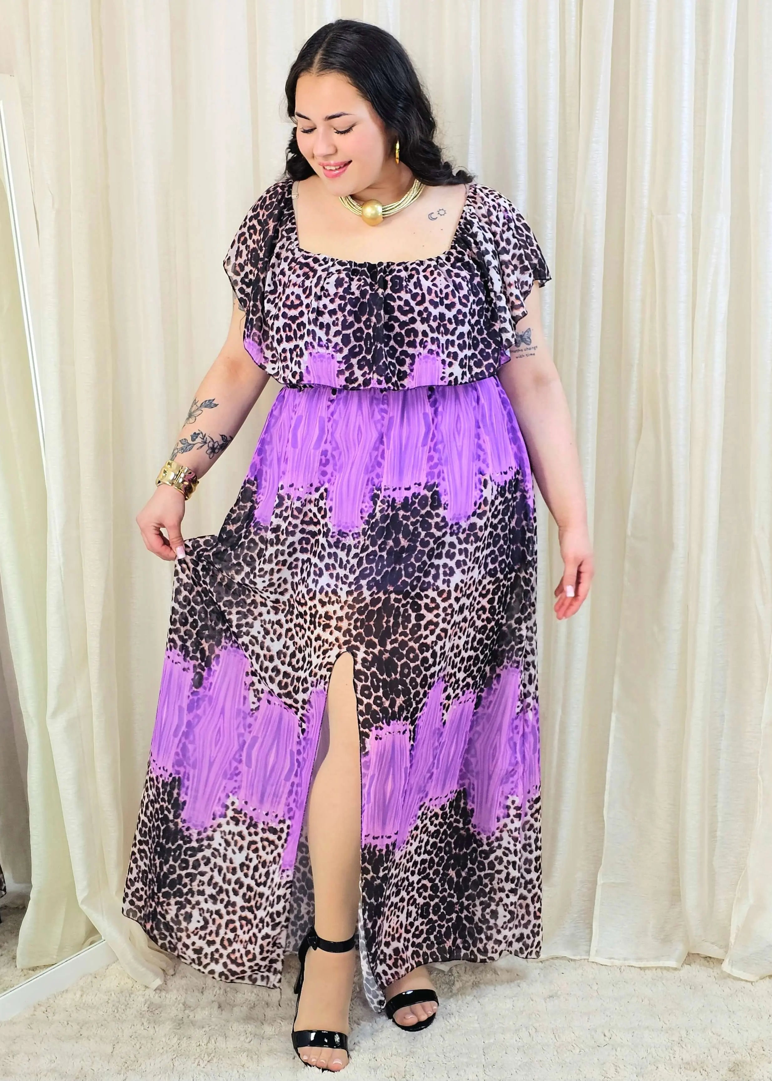 Sukienka maxi w stylu boho z wzorem zwierzęcym - w kilku kolorach Stylowa XL