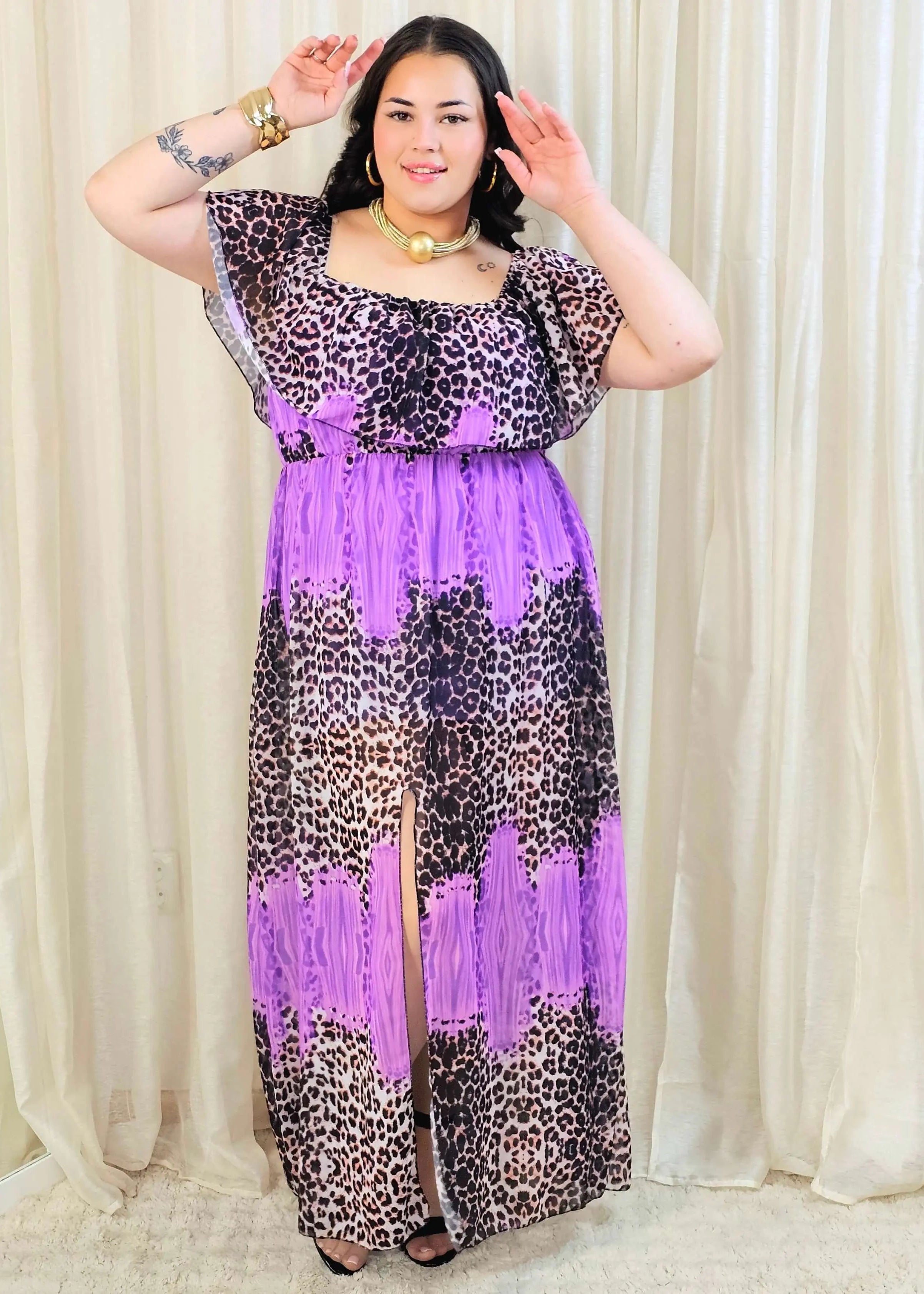 Sukienka maxi w stylu boho z wzorem zwierzęcym - w kilku kolorach Stylowa XL