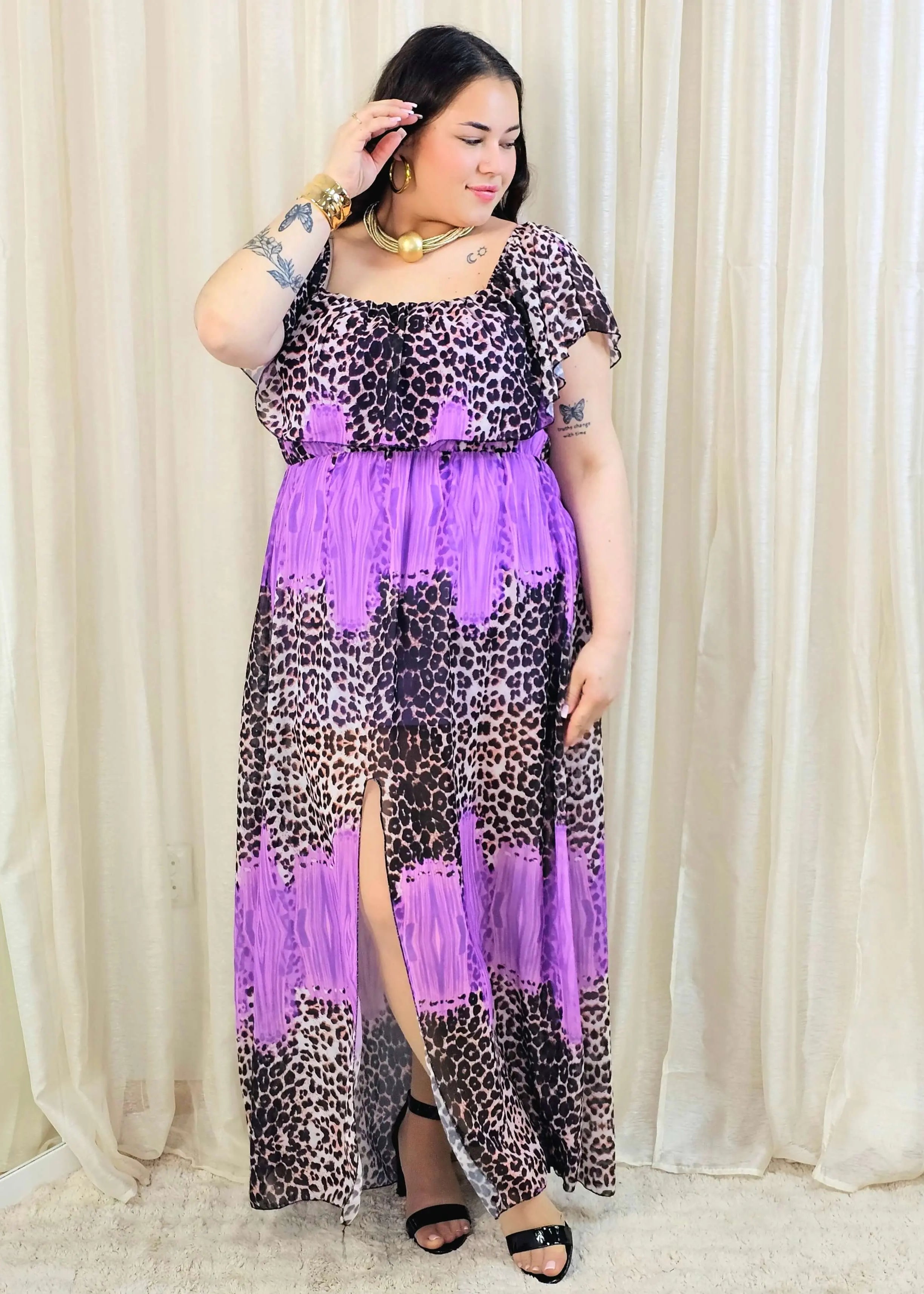 Sukienka maxi w stylu boho z wzorem zwierzęcym - w kilku kolorach Stylowa XL