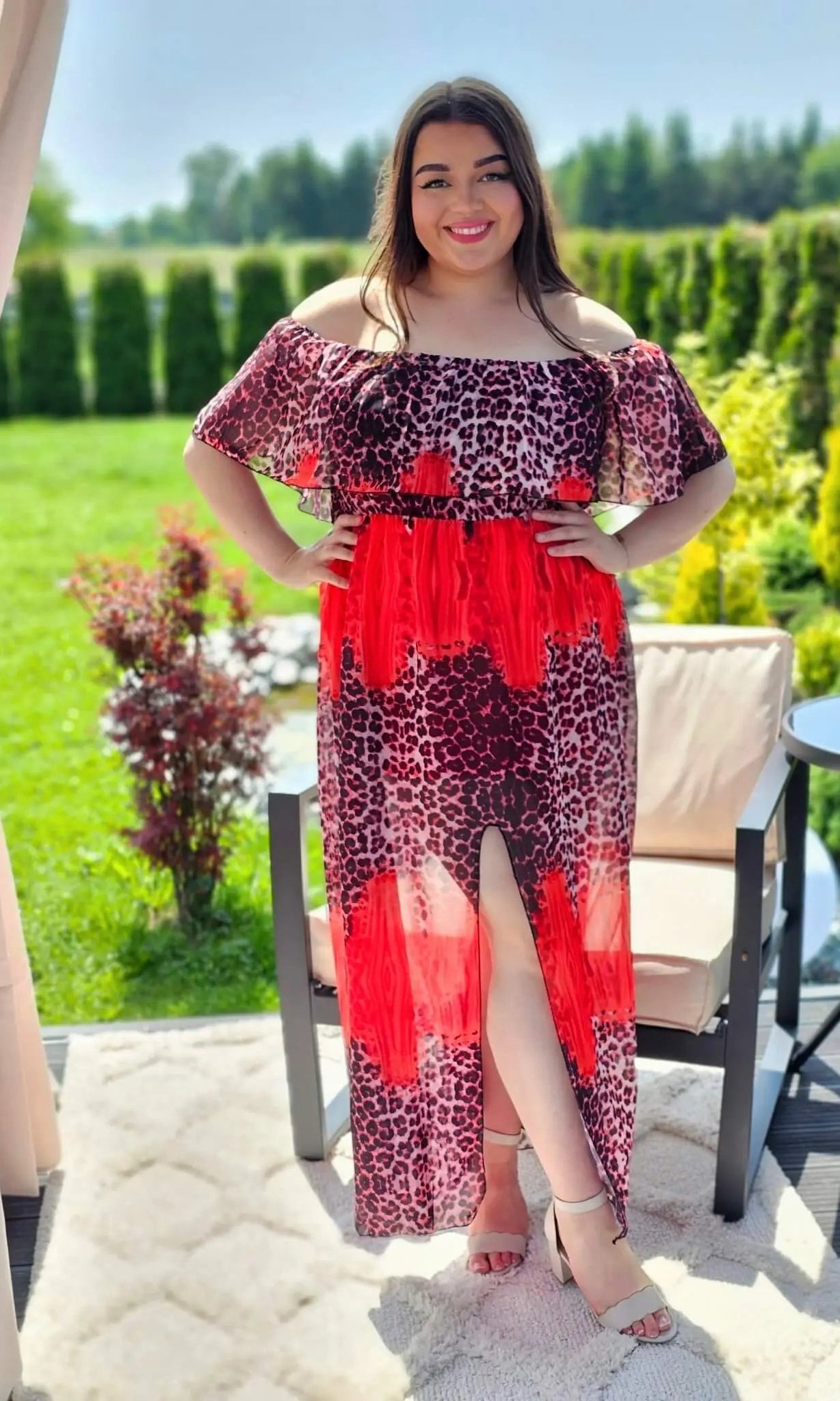 Sukienka maxi w stylu boho z wzorem zwierzęcym - w kilku kolorach Stylowa XL