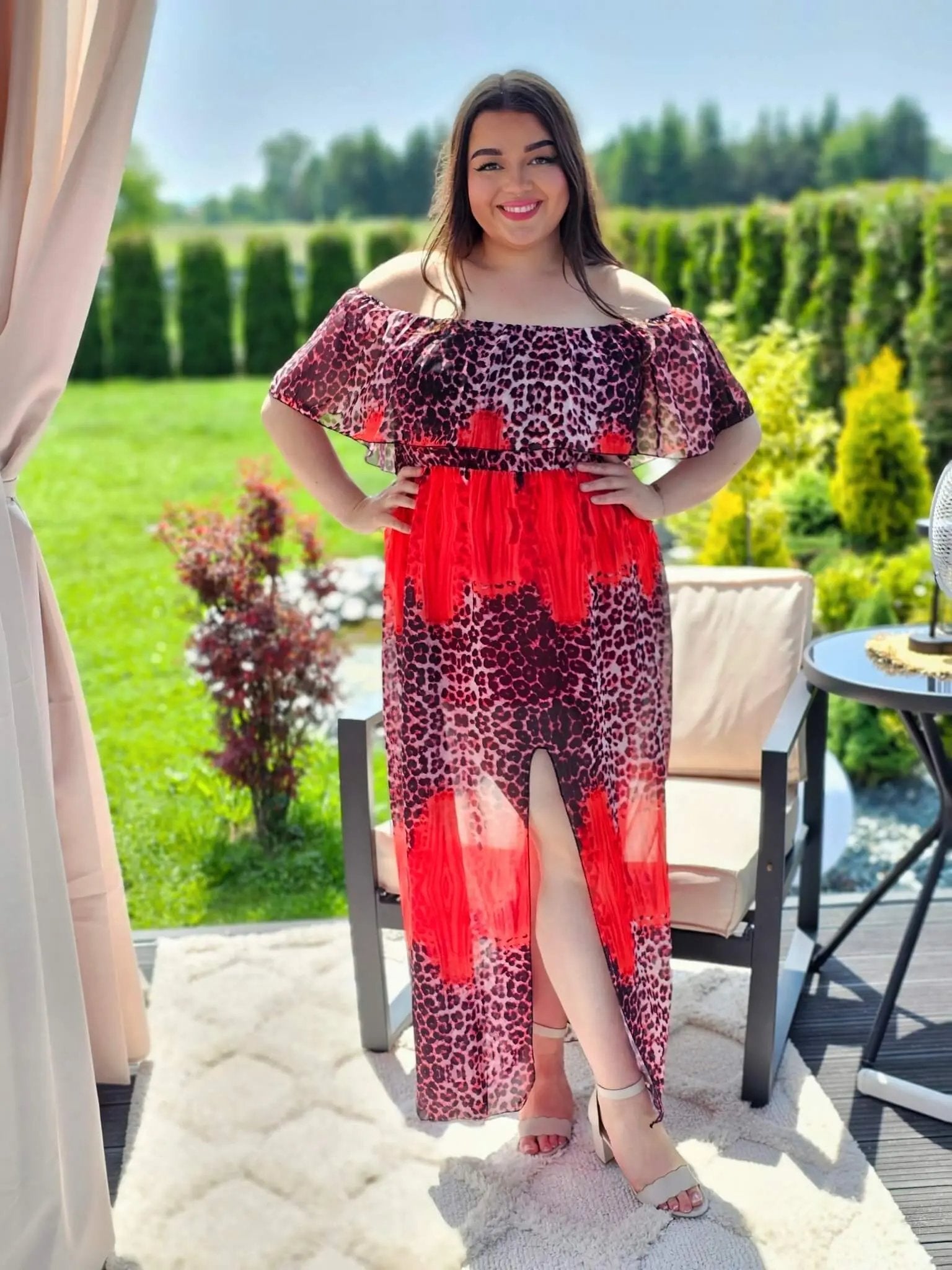 Sukienka maxi w stylu boho z wzorem zwierzęcym - w kilku kolorach Stylowa XL