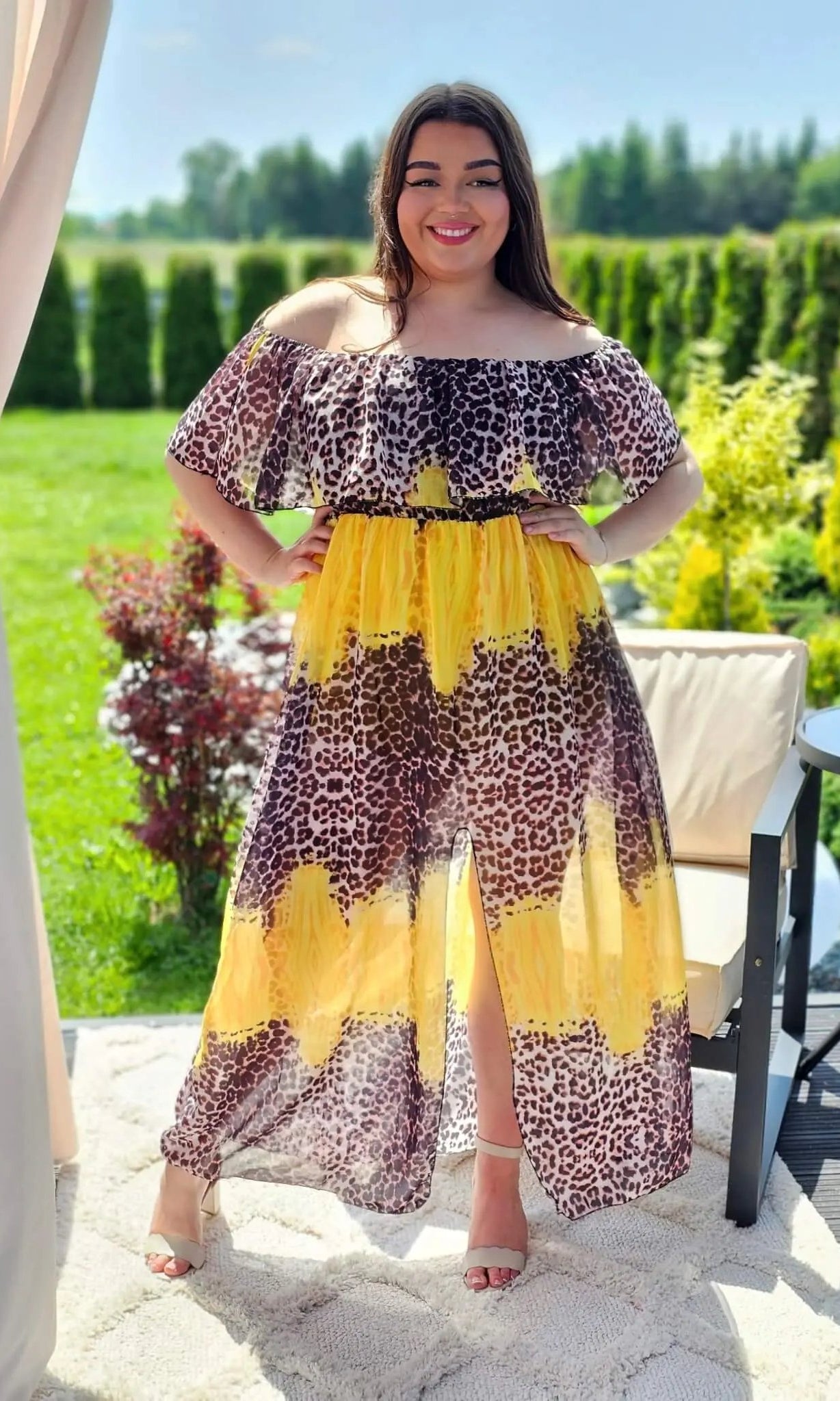 Sukienka maxi w stylu boho z wzorem zwierzęcym - w kilku kolorach Stylowa XL