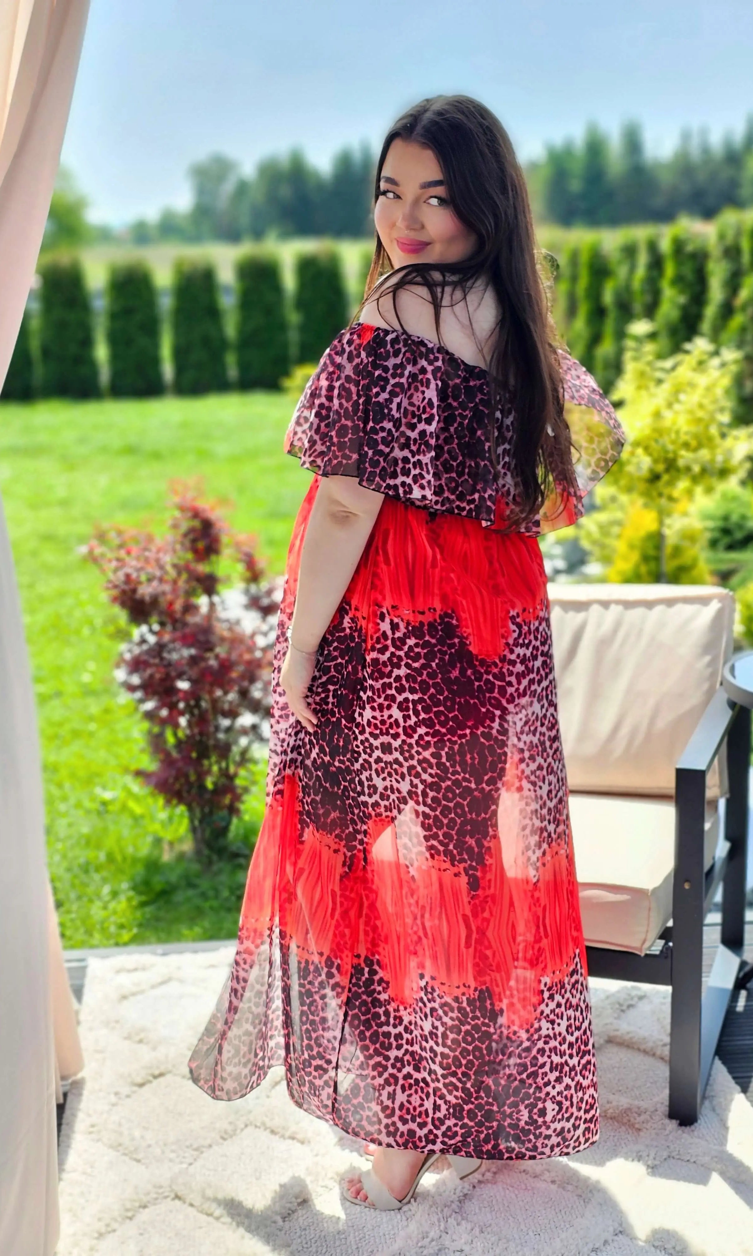 Sukienka maxi w stylu boho z wzorem zwierzęcym - w kilku kolorach Stylowa XL