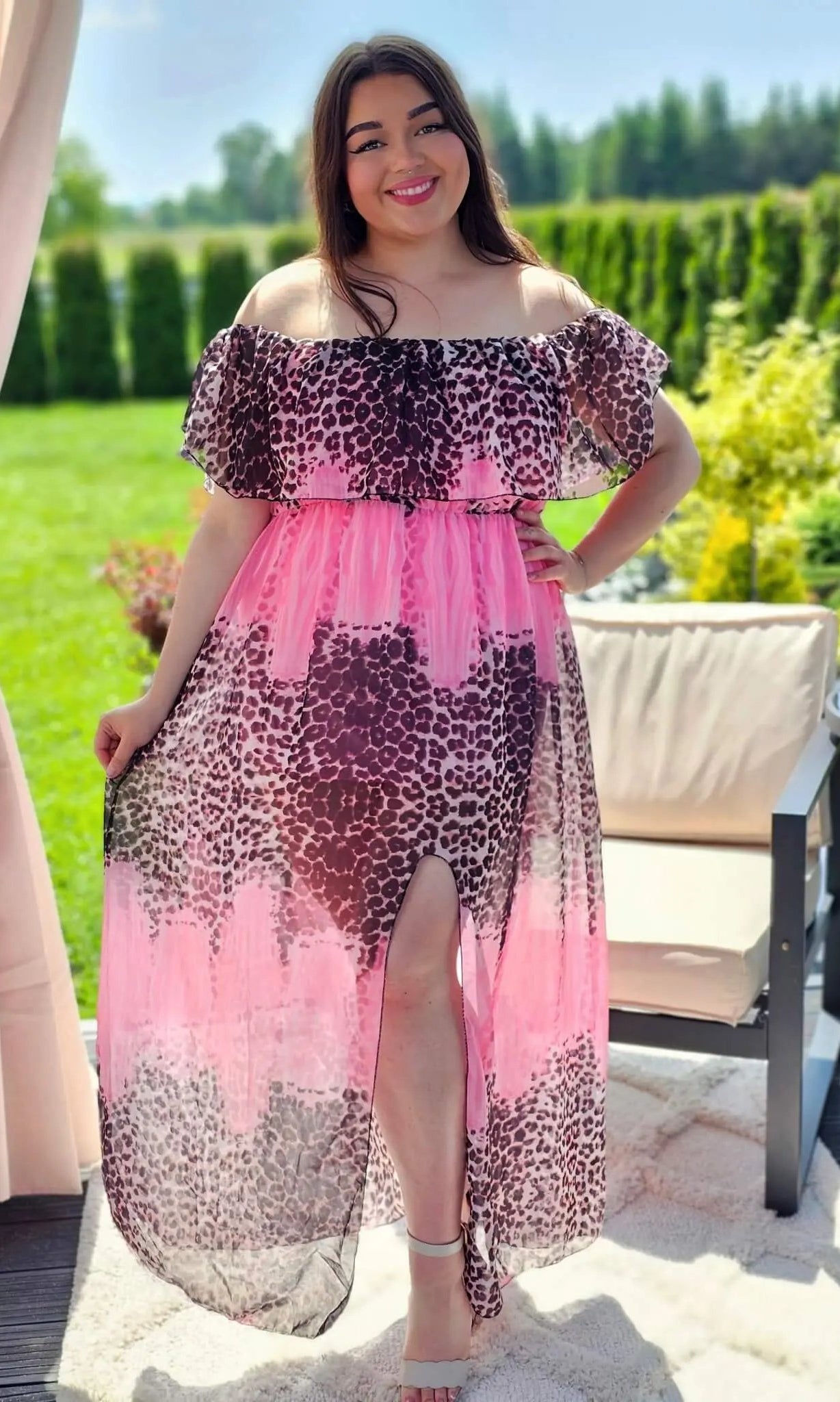 Sukienka maxi w stylu boho z wzorem zwierzęcym - w kilku kolorach Stylowa XL