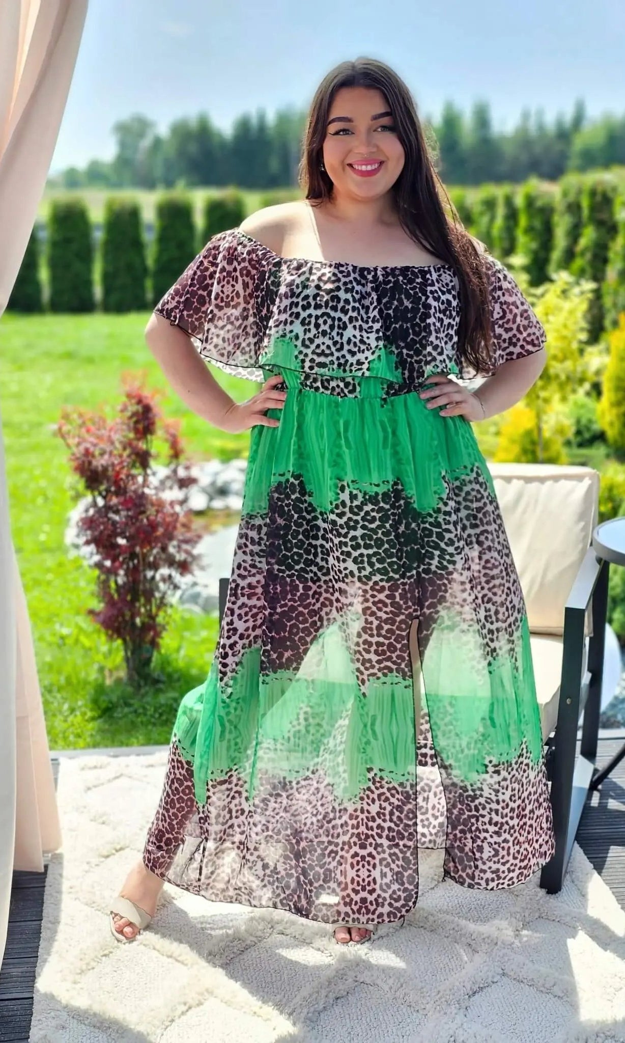 Sukienka maxi w stylu boho z wzorem zwierzęcym - w kilku kolorach Stylowa XL