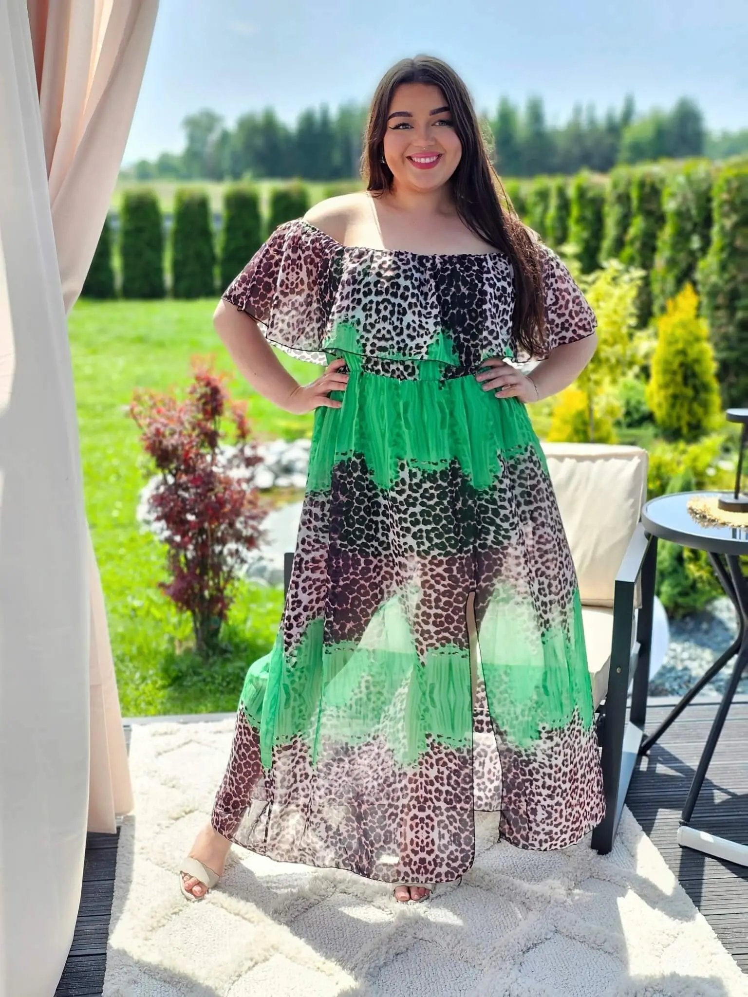 Sukienka maxi w stylu boho z wzorem zwierzęcym - w kilku kolorach Stylowa XL