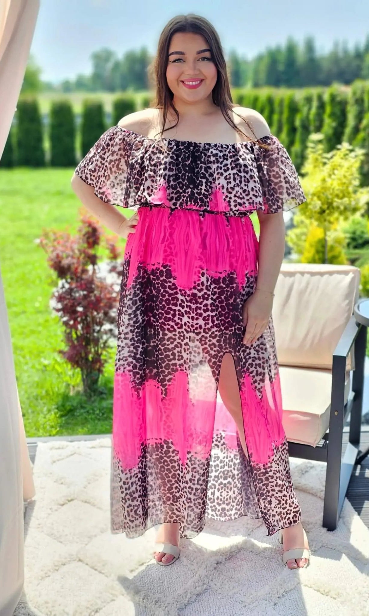 Sukienka maxi w stylu boho z wzorem zwierzęcym - w kilku kolorach Stylowa XL