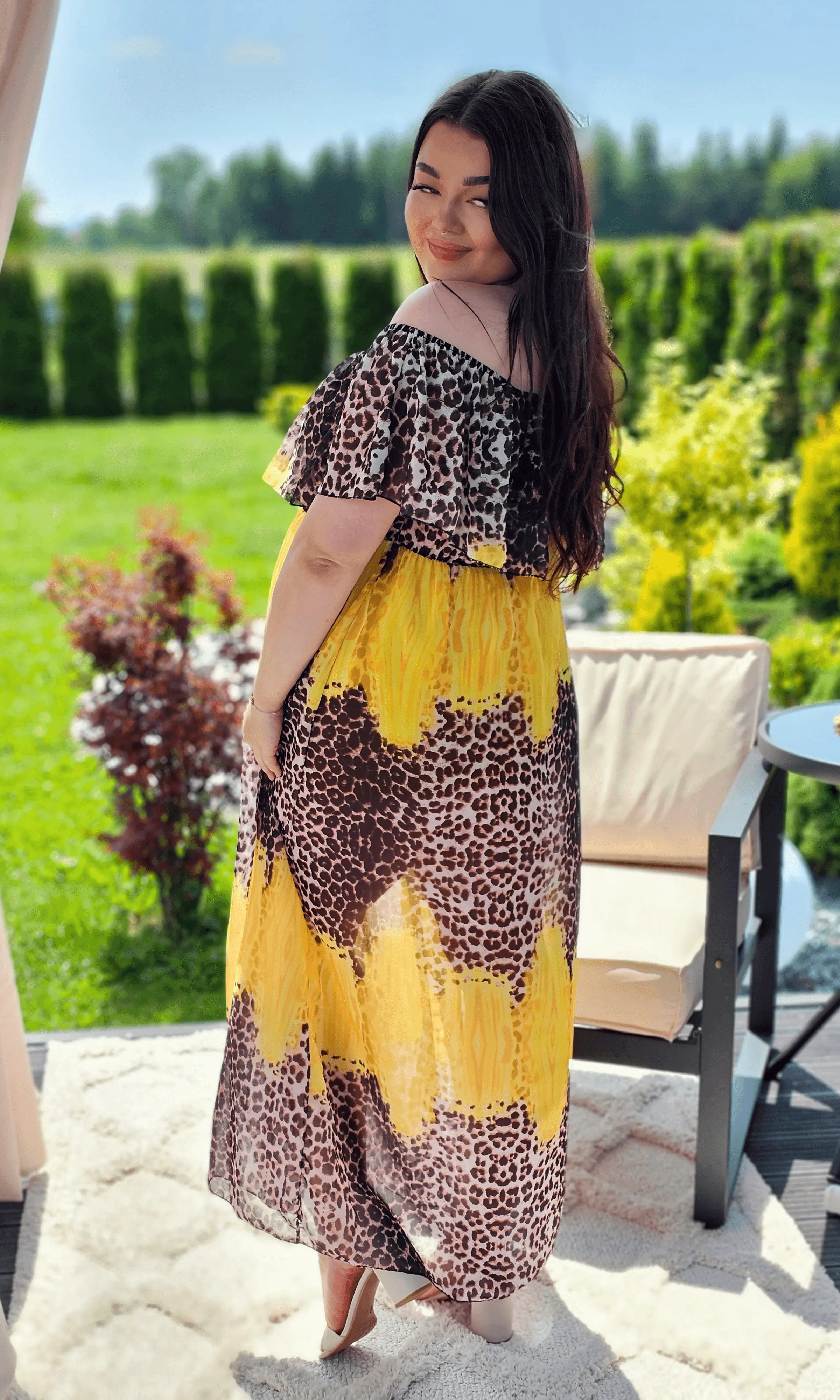 Sukienka maxi w stylu boho z wzorem zwierzęcym - w kilku kolorach Stylowa XL