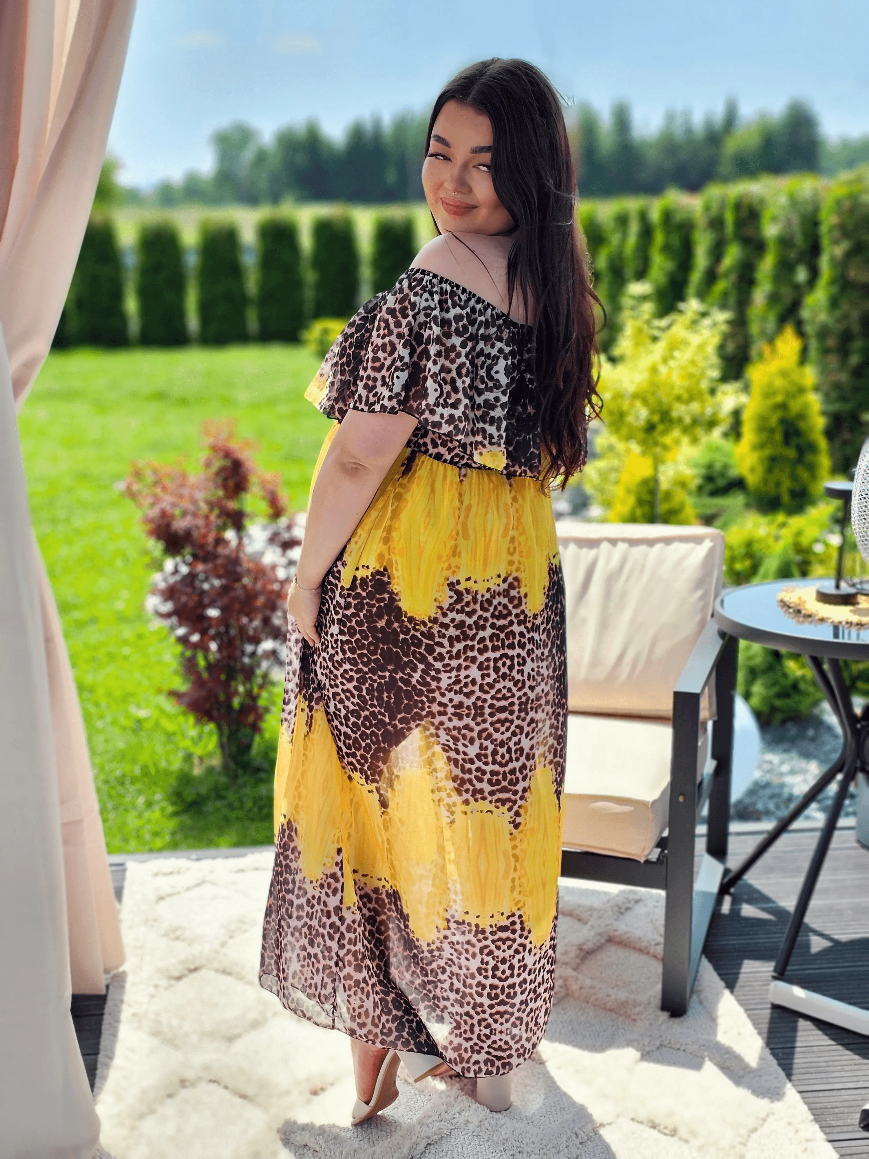 Sukienka maxi w stylu boho z wzorem zwierzęcym - w kilku kolorach Stylowa XL