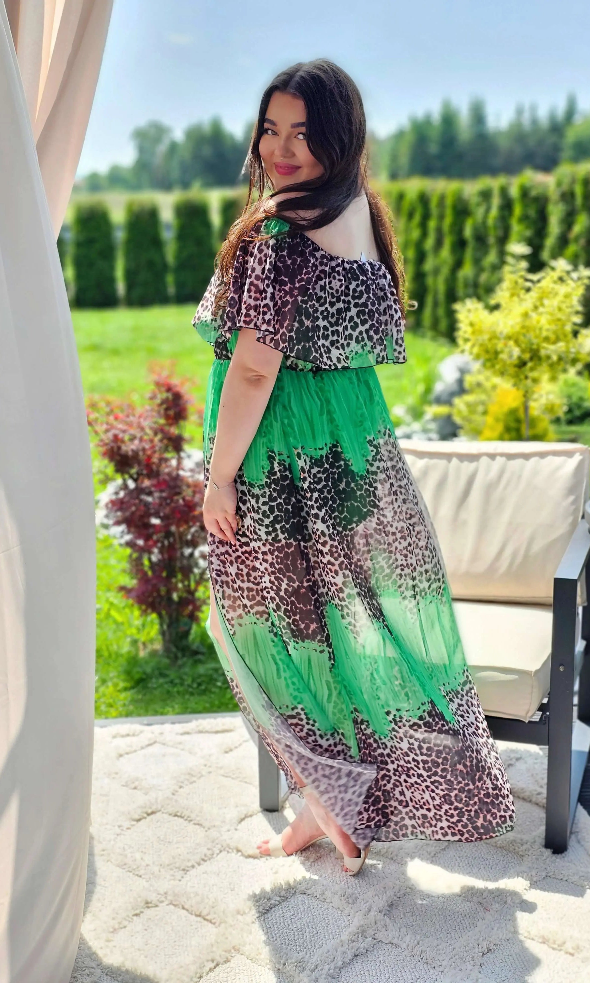 Sukienka maxi w stylu boho z wzorem zwierzęcym - w kilku kolorach Stylowa XL