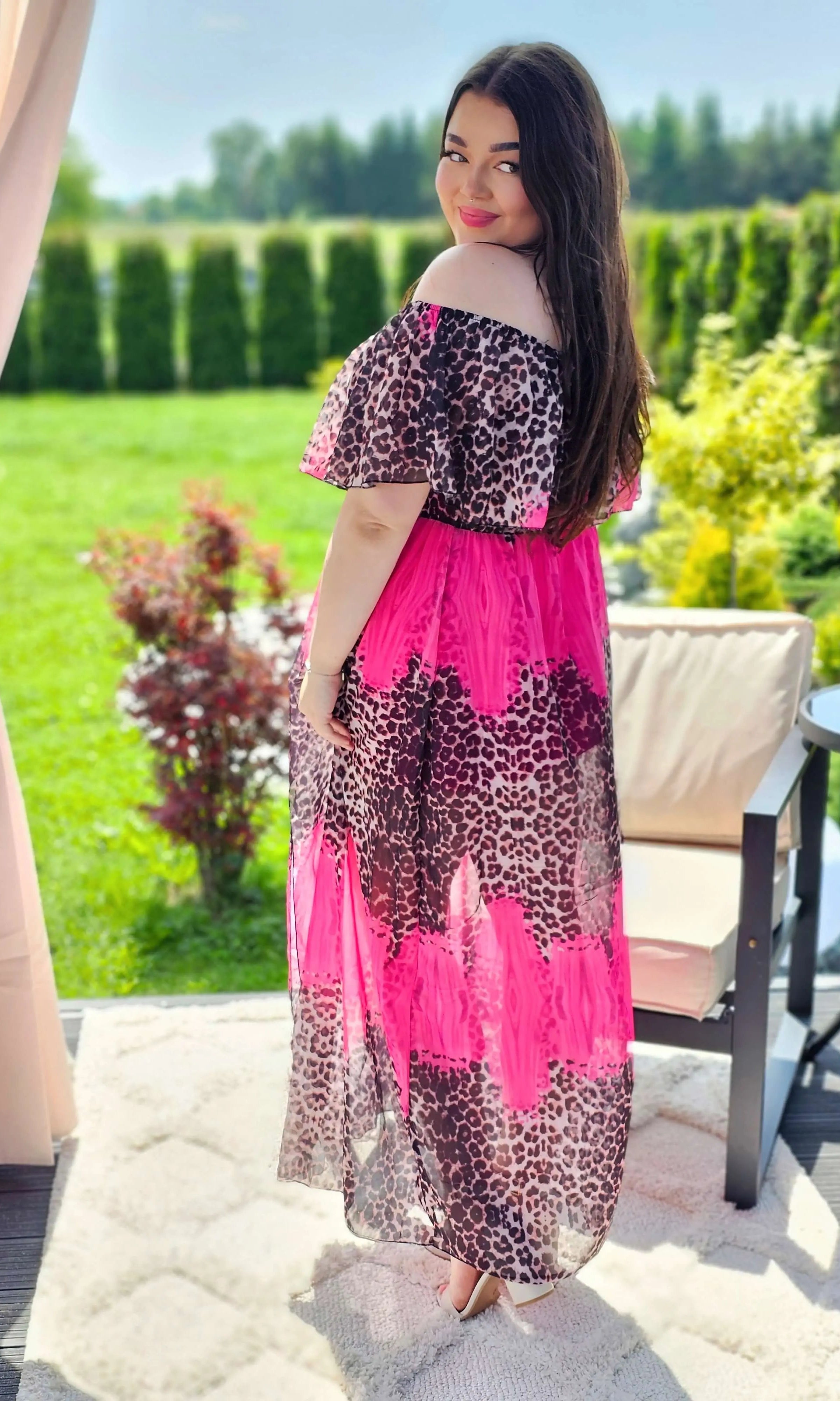 Sukienka maxi w stylu boho z wzorem zwierzęcym - w kilku kolorach Stylowa XL