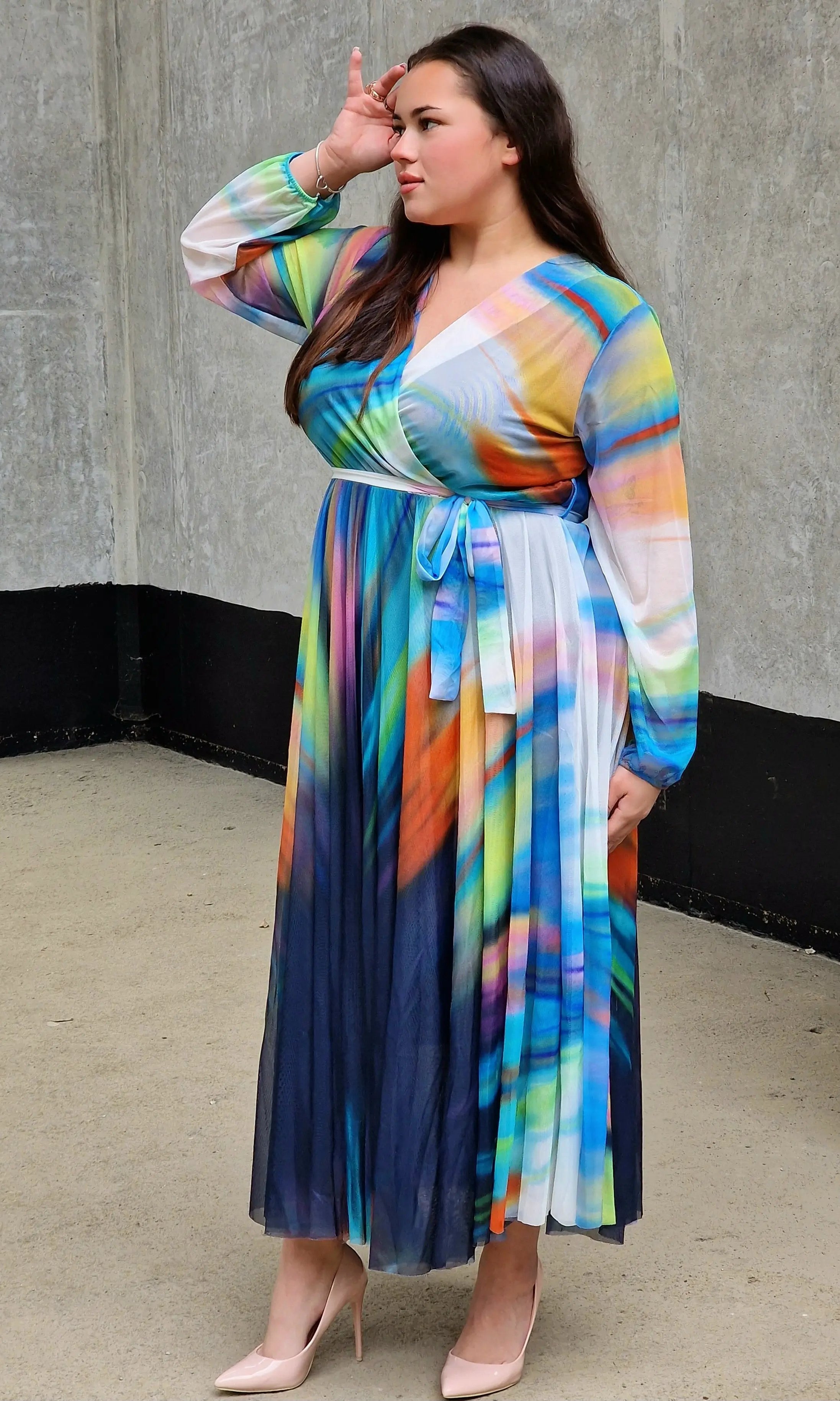 Sukienka maxi z kolorowym printem Stylowa XL