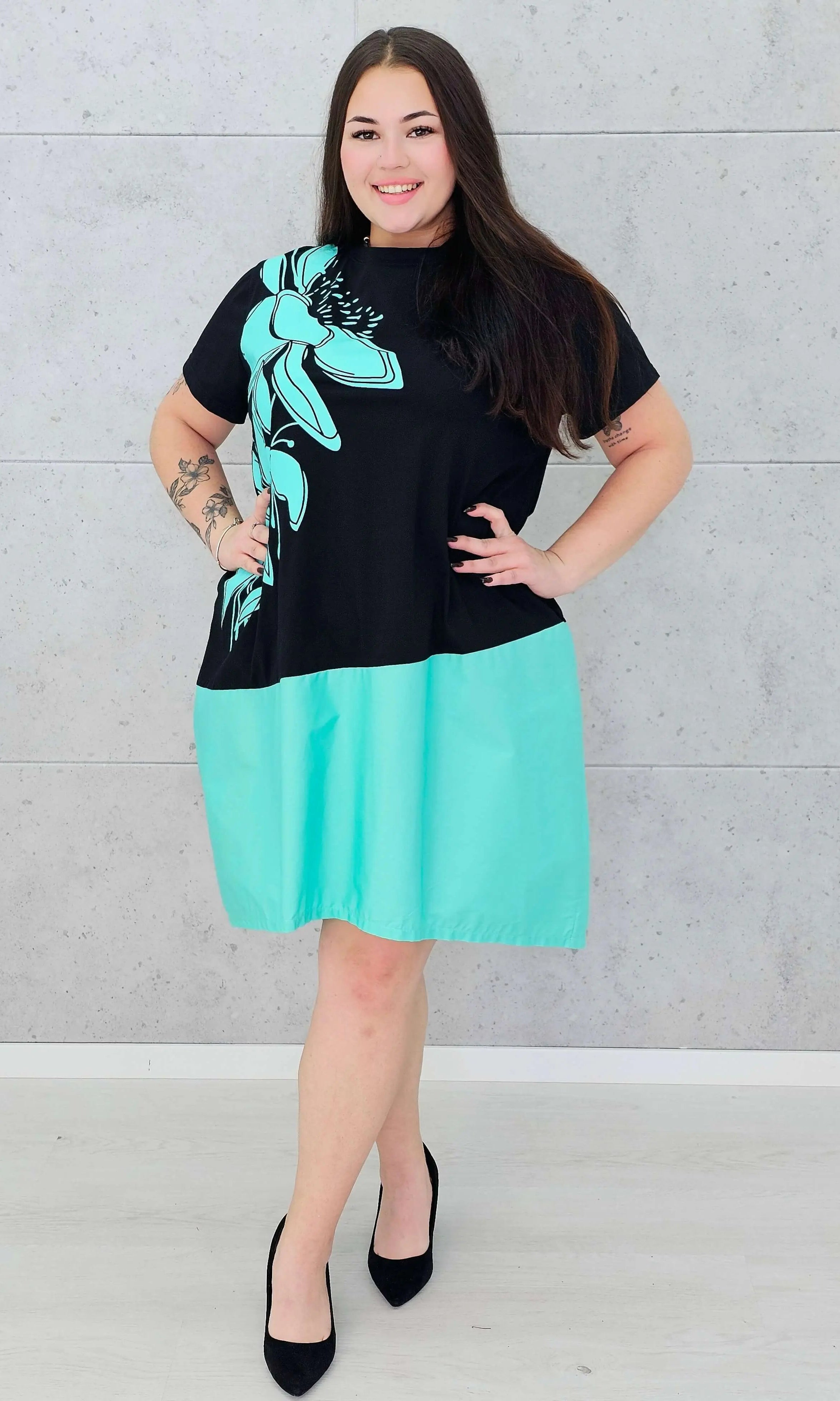 Sukienka oversize z motywem kwiatowym moda dla kobiet plus size Stylowa XL