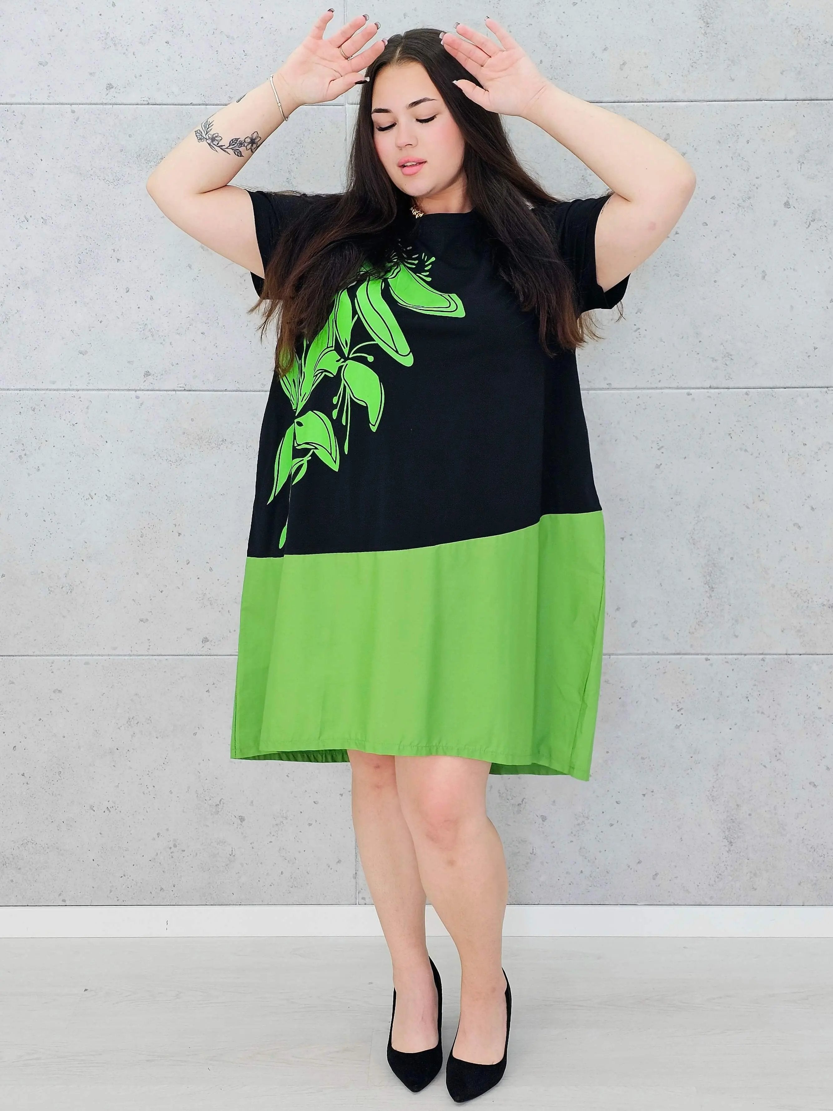 Sukienka oversize z motywem kwiatowym moda dla kobiet plus size Stylowa XL