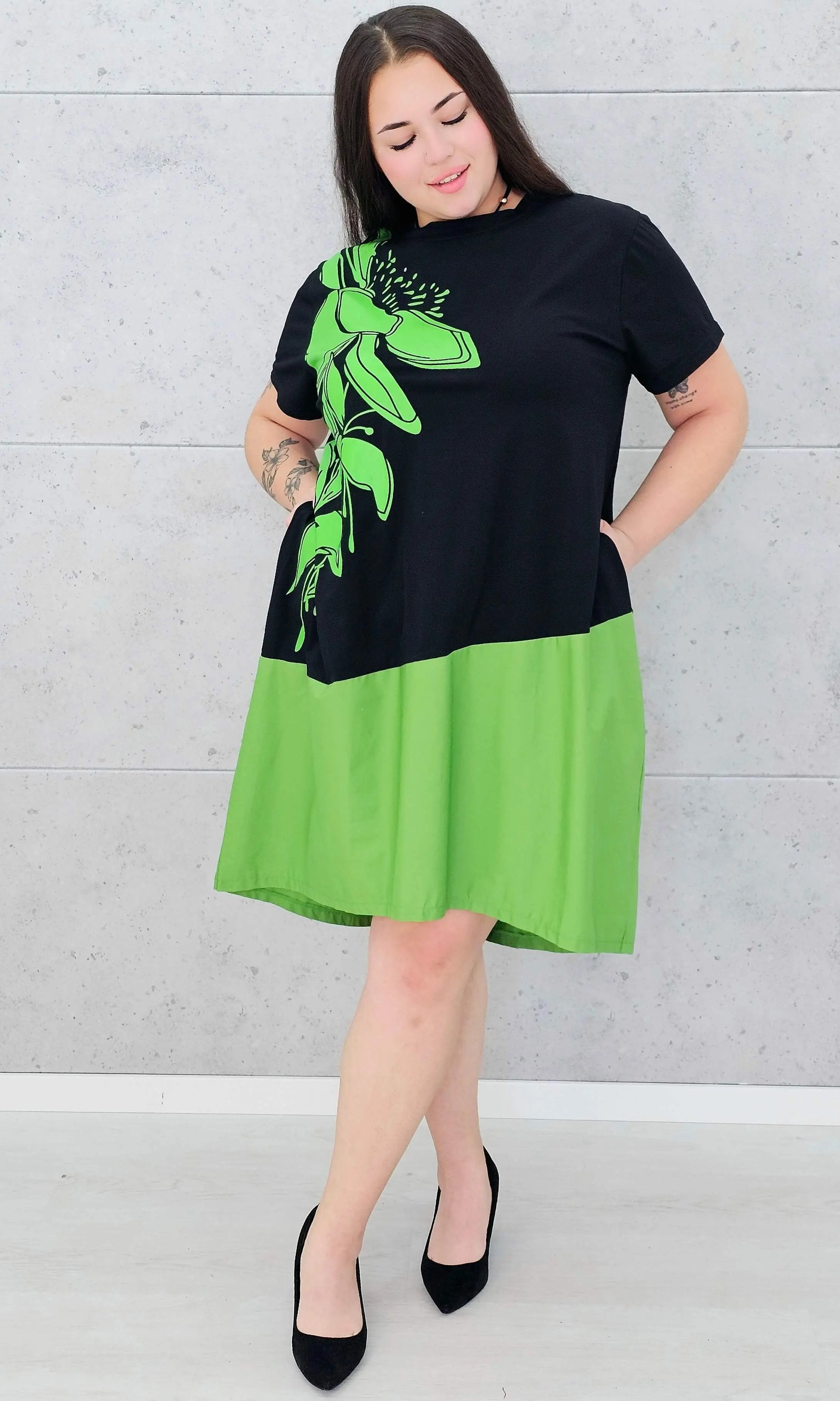 Sukienka oversize z motywem kwiatowym moda dla kobiet plus size Stylowa XL