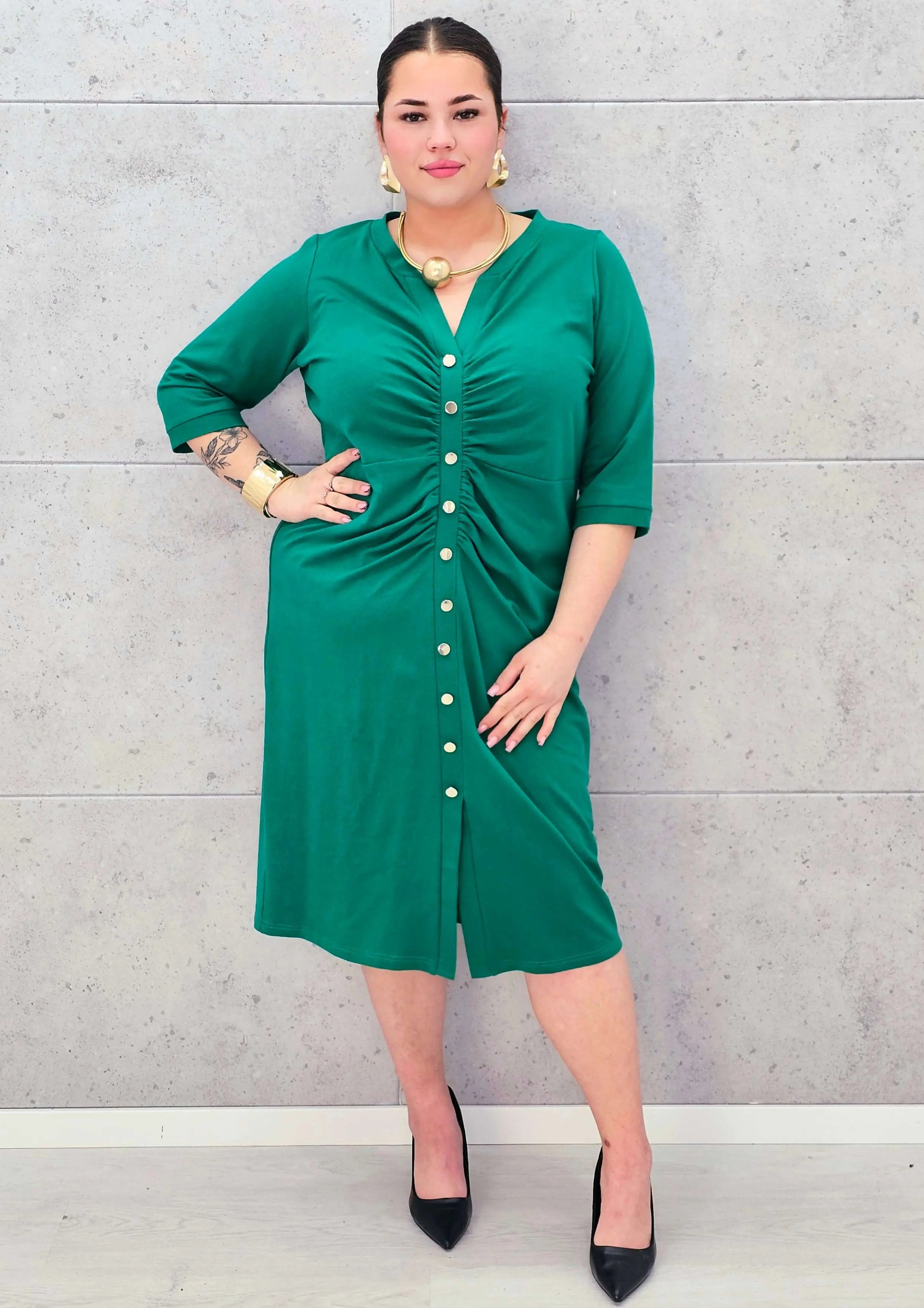 Sukienka plus size StylowaXL – bawełniana elegancja w zielonym kolorze Stylowa XL