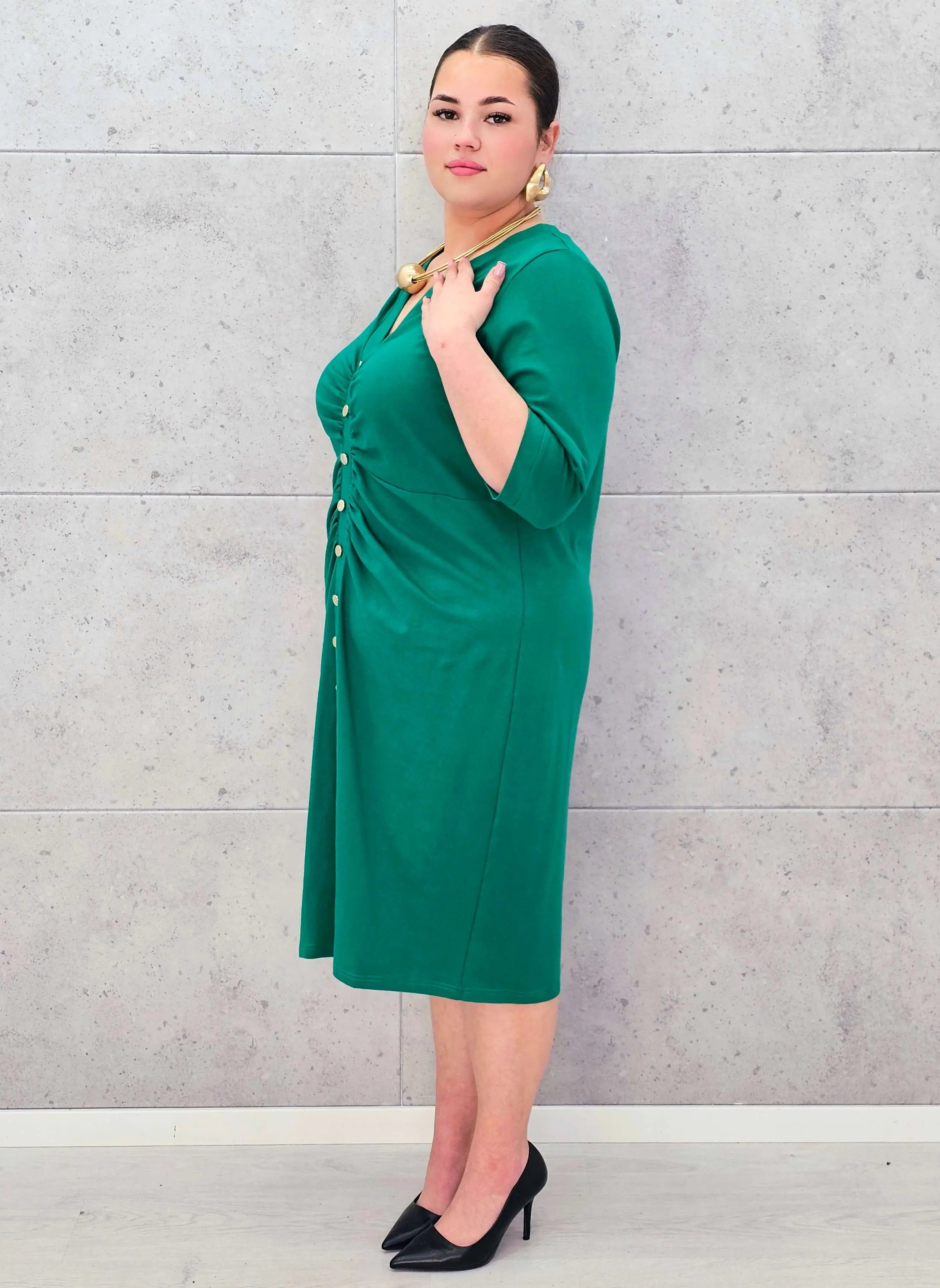 Sukienka plus size StylowaXL – bawełniana elegancja w zielonym kolorze Stylowa XL