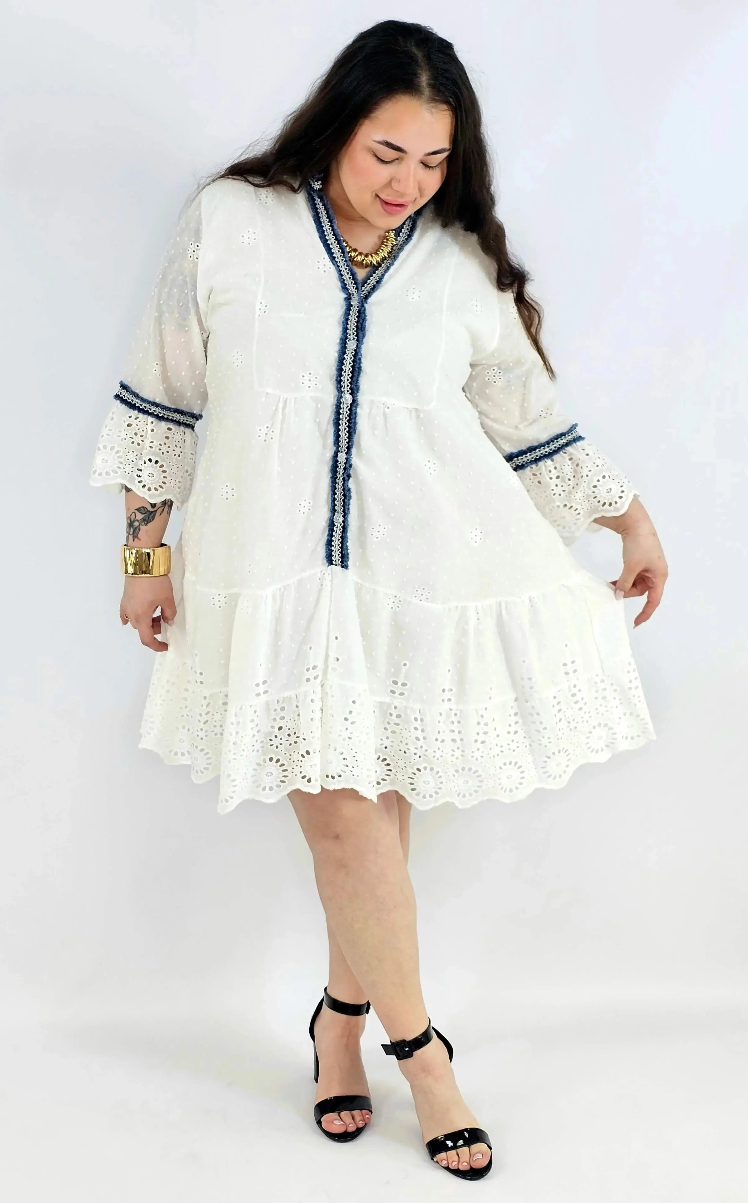 Sukienka plus size boho z ażurową koronką – biała sukienka XXL Stylowa XL
