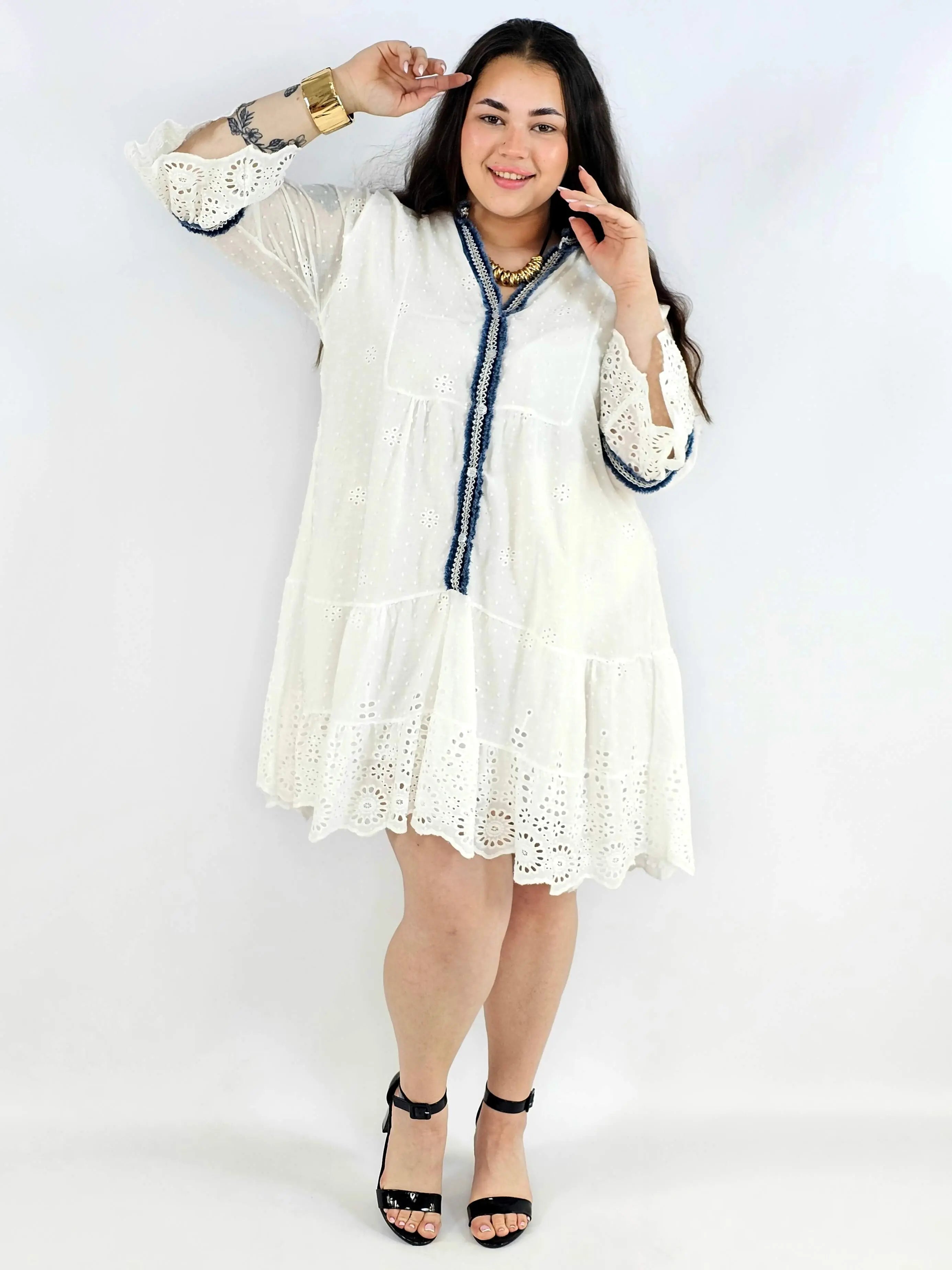 Sukienka plus size boho z ażurową koronką – biała sukienka XXL Stylowa XL