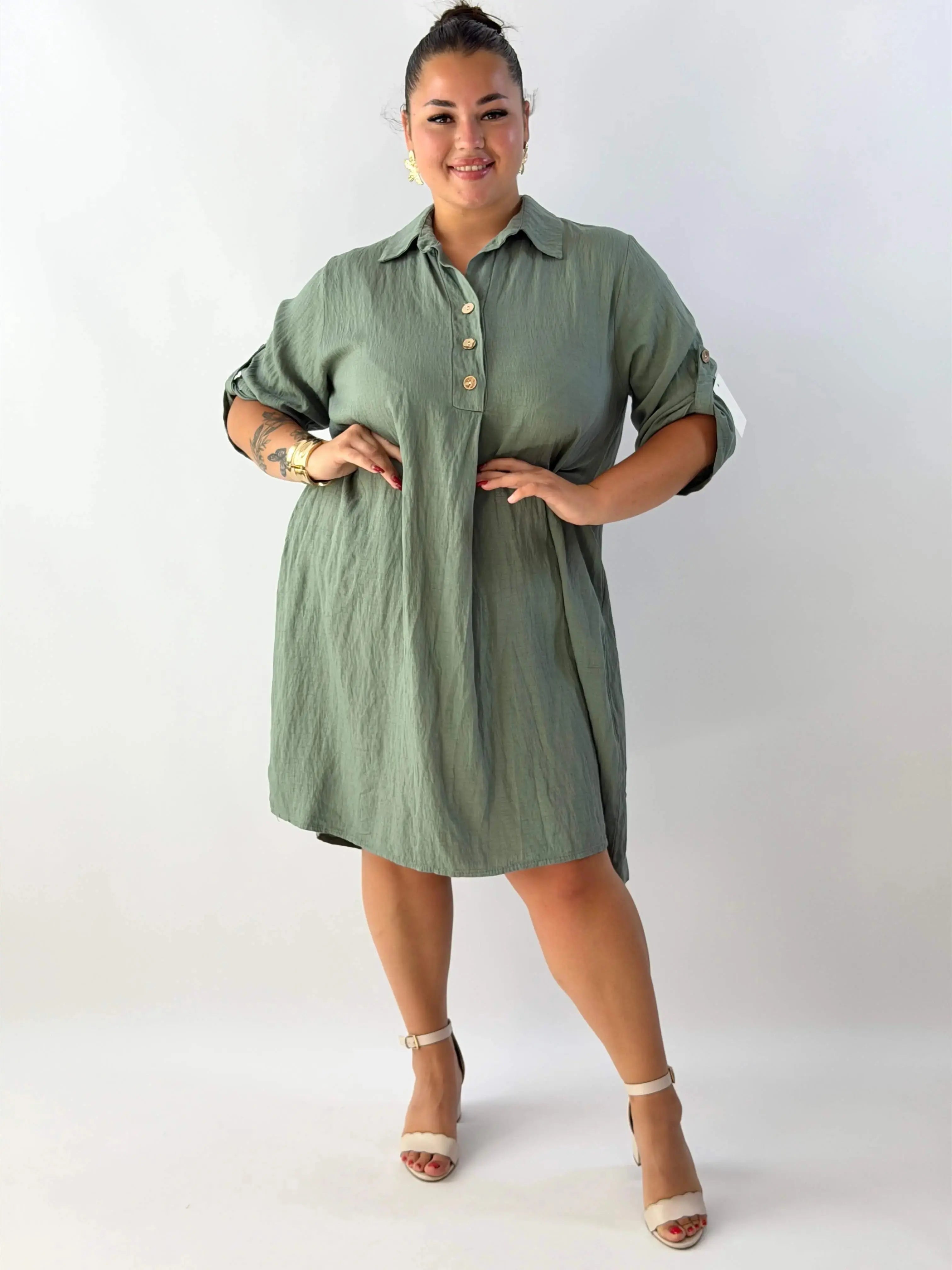 Sukienka plus size damska – lekka sukienka XXL z kołnierzykiem Stylowa XL