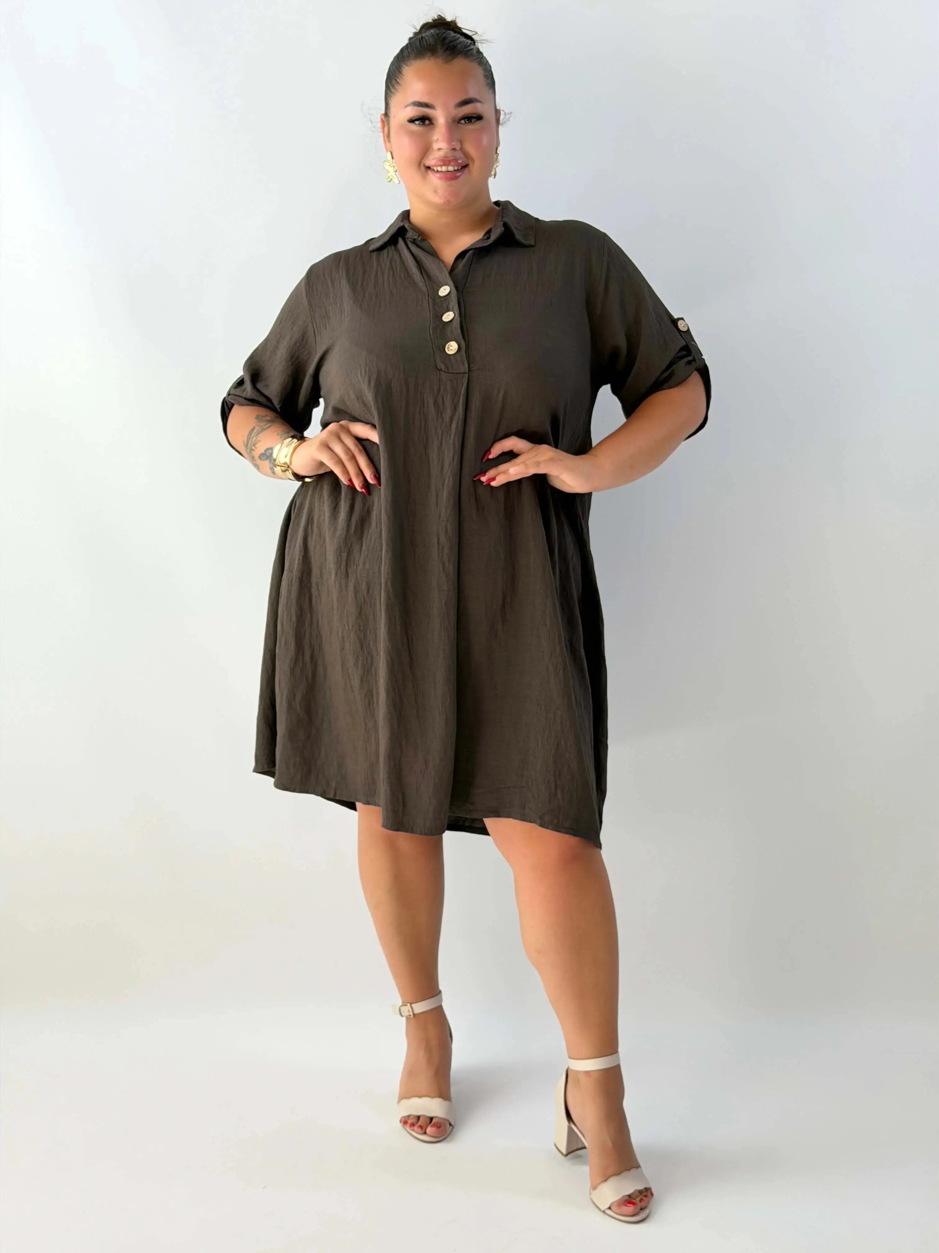 Sukienka plus size damska – lekka sukienka XXL z kołnierzykiem Stylowa XL