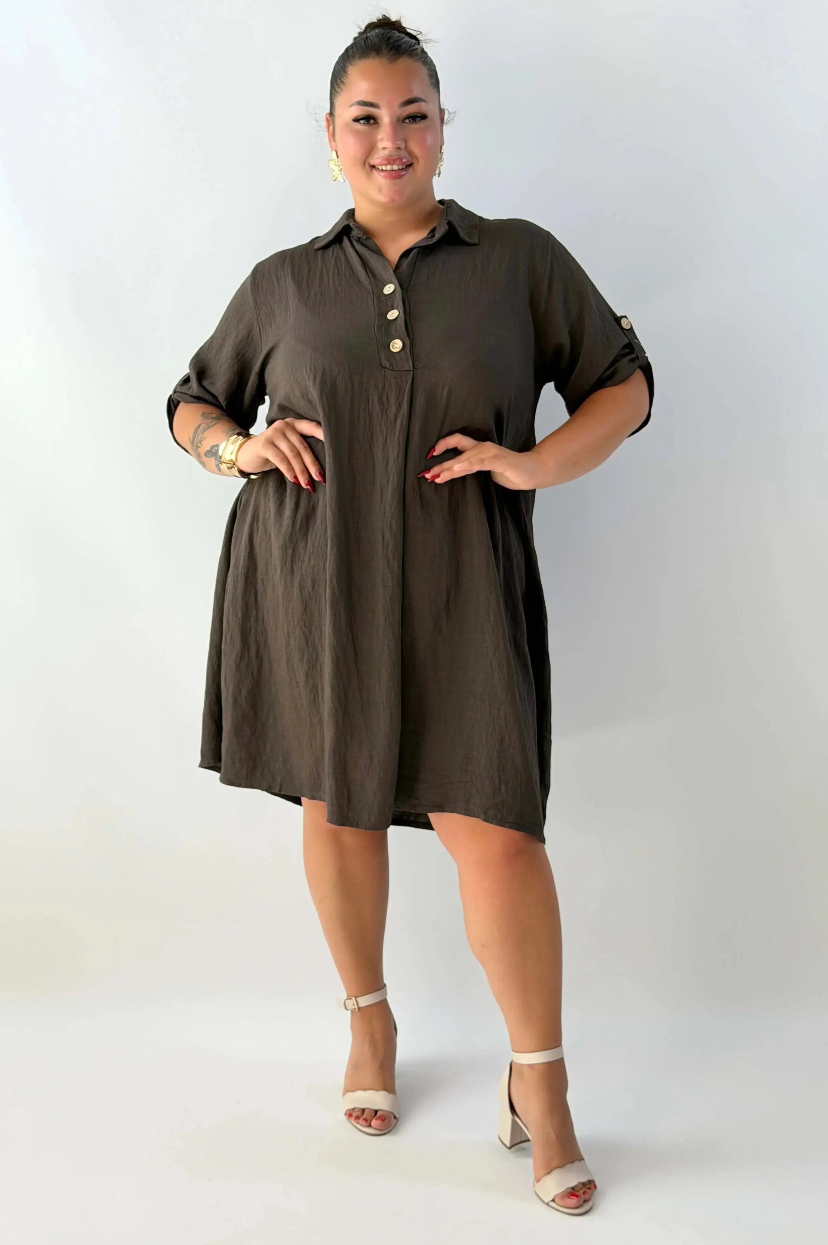 Sukienka plus size damska – lekka sukienka XXL z kołnierzykiem Stylowa XL