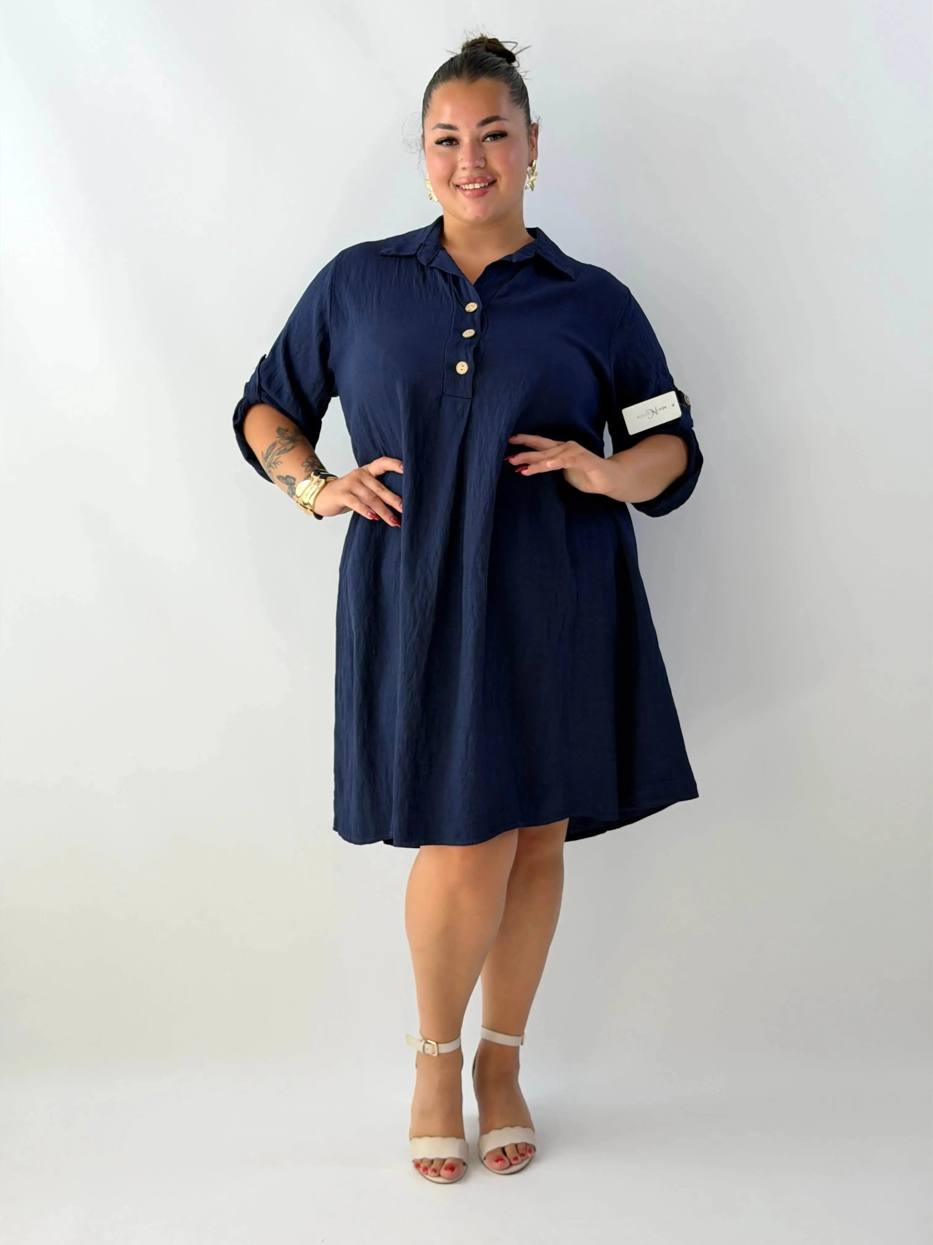Sukienka plus size damska – lekka sukienka XXL z kołnierzykiem Stylowa XL