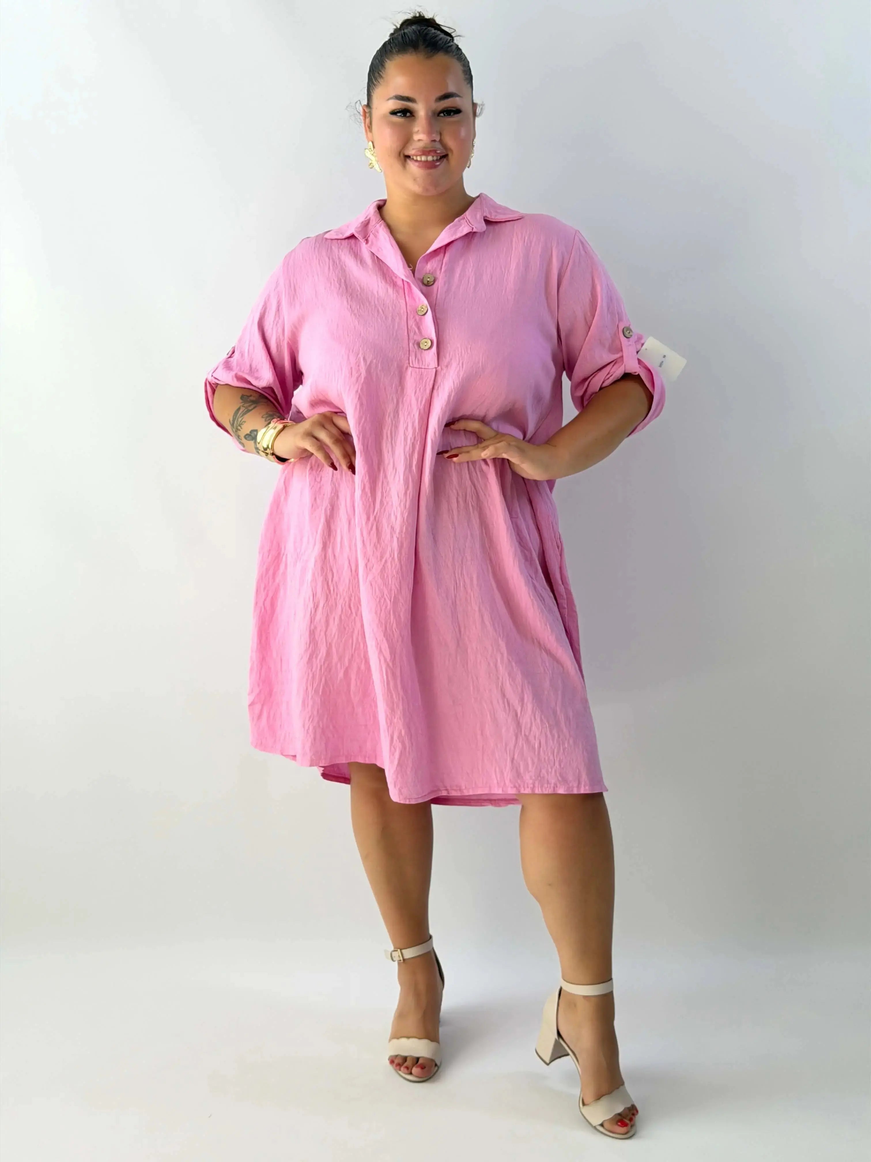 Sukienka plus size damska – lekka sukienka XXL z kołnierzykiem Stylowa XL