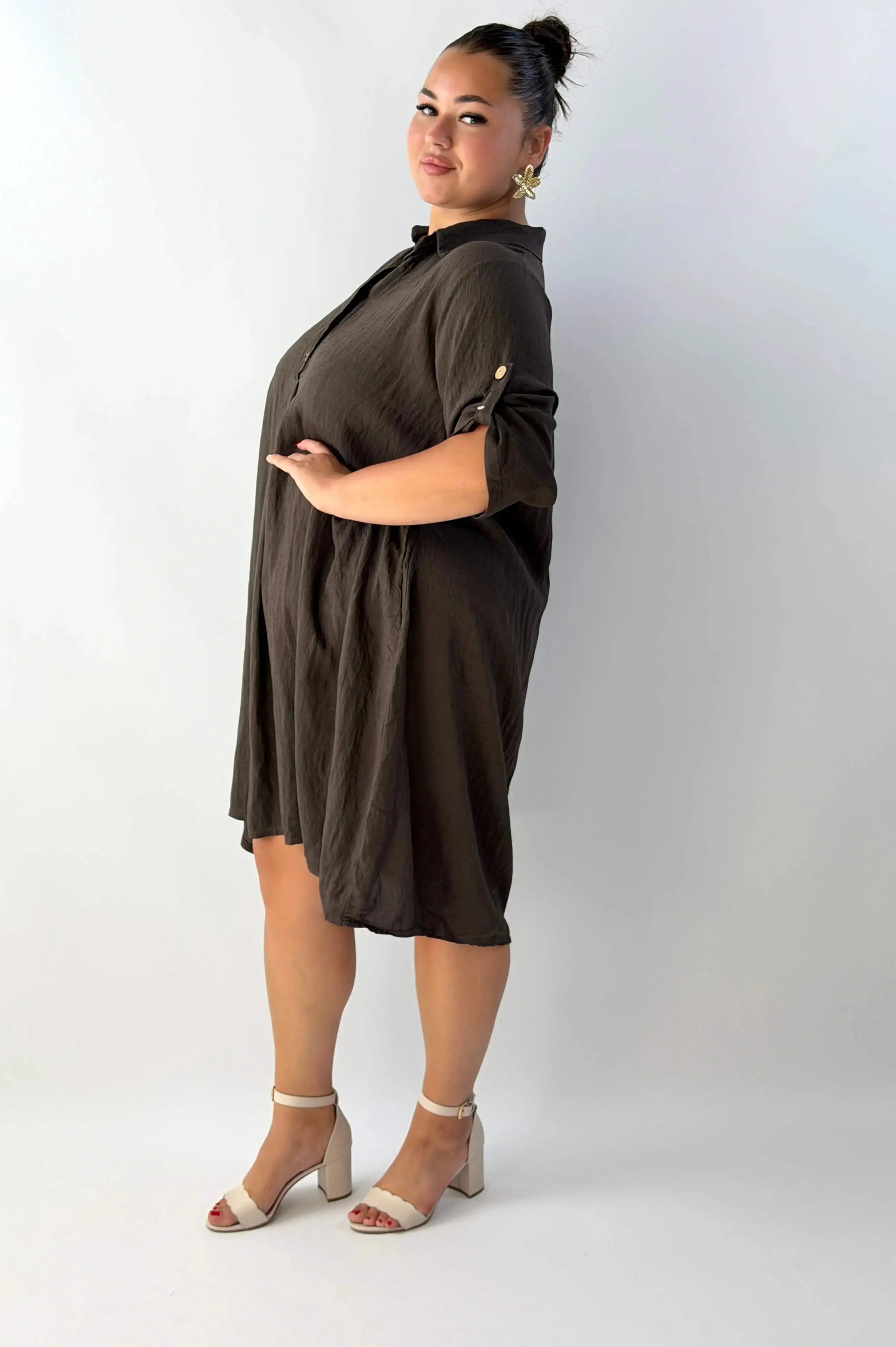 Sukienka plus size damska – lekka sukienka XXL z kołnierzykiem Stylowa XL