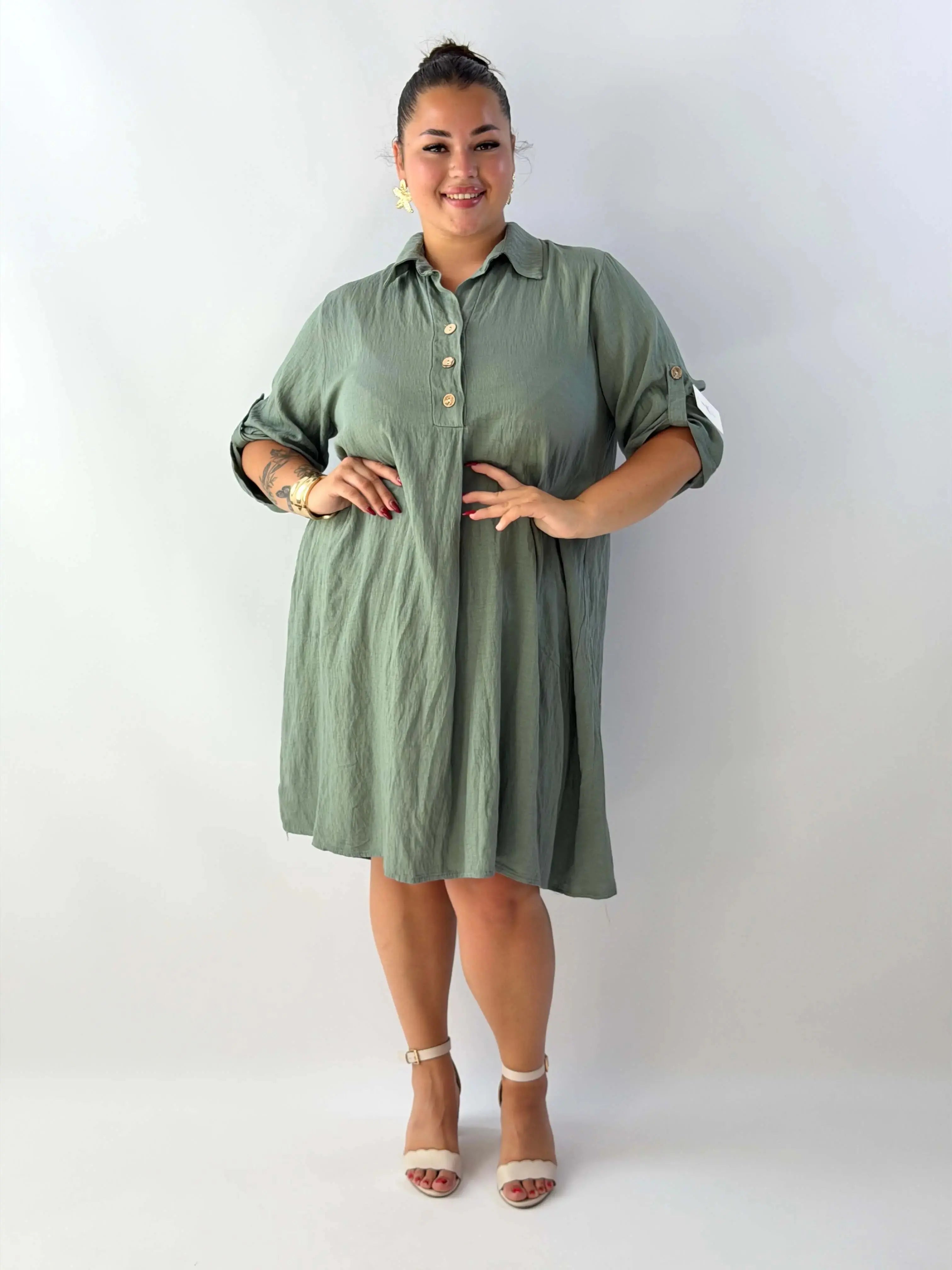 Sukienka plus size damska – lekka sukienka XXL z kołnierzykiem Stylowa XL