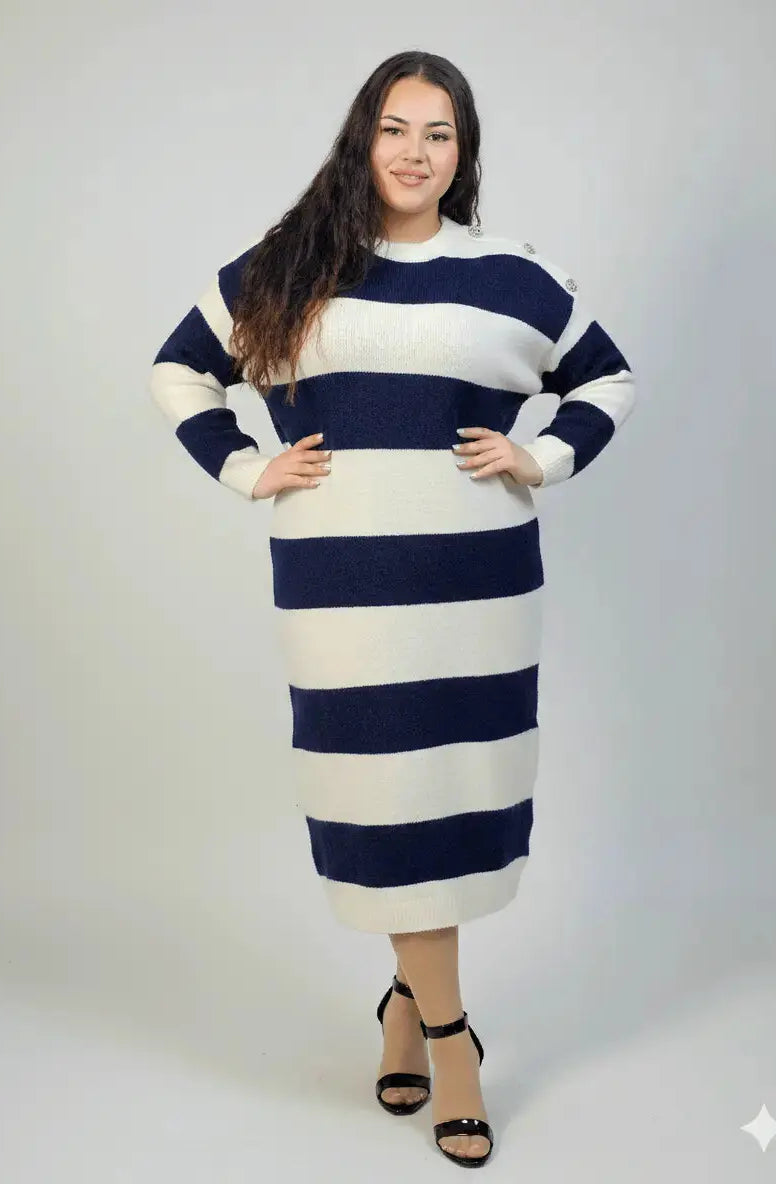 Sukienka plus size dzianinowa midi w klasycznym fasonie Stylowa XL