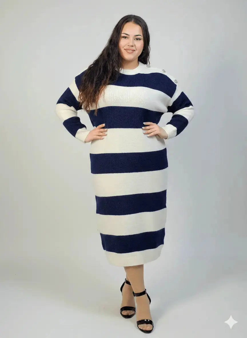 Sukienka plus size dzianinowa midi w klasycznym fasonie Stylowa XL
