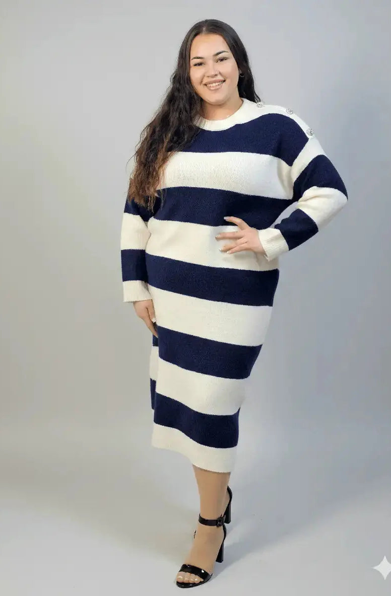 Sukienka plus size dzianinowa midi w klasycznym fasonie Stylowa XL