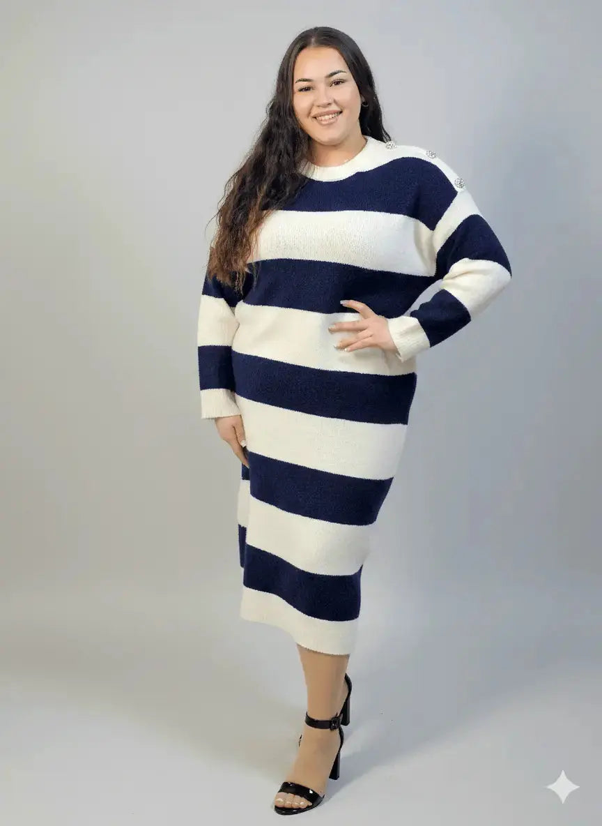 Sukienka plus size dzianinowa midi w klasycznym fasonie Stylowa XL