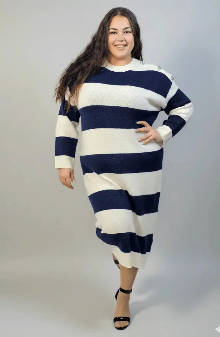 Sukienka plus size dzianinowa midi w klasycznym fasonie Stylowa XL
